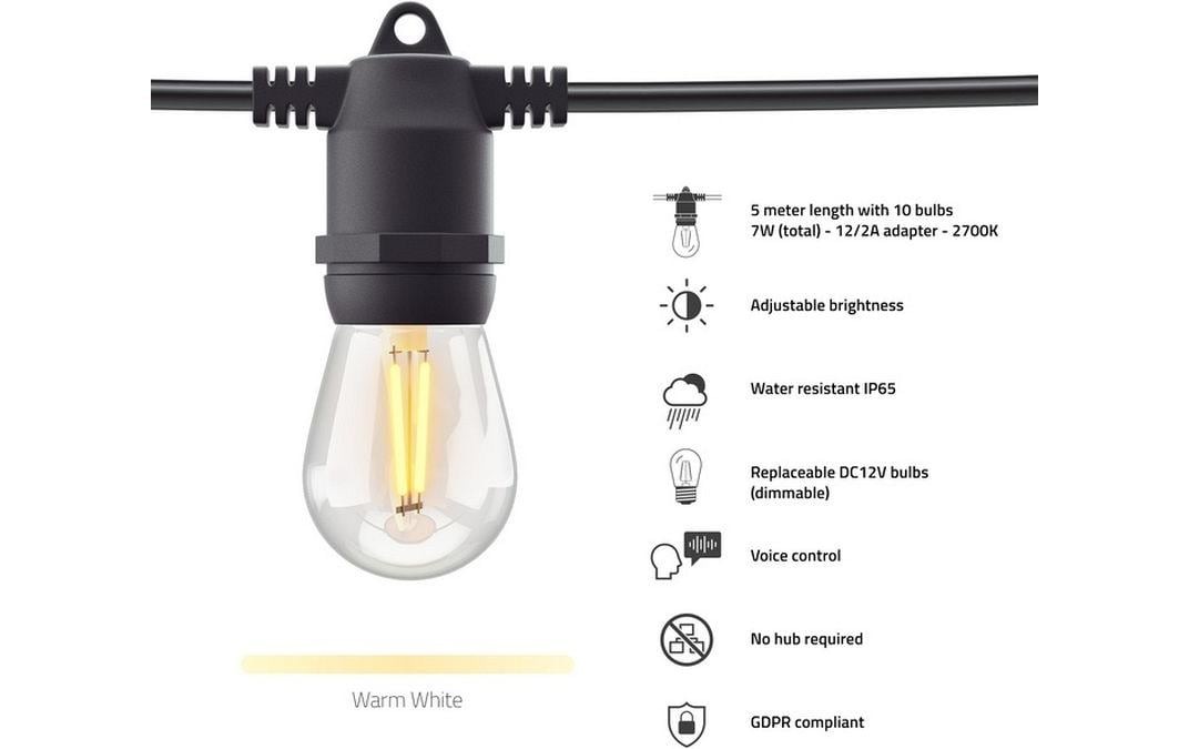 Hombli LED Gartenleuchte »String Light 12 LEDs 5m«, 12 flammig