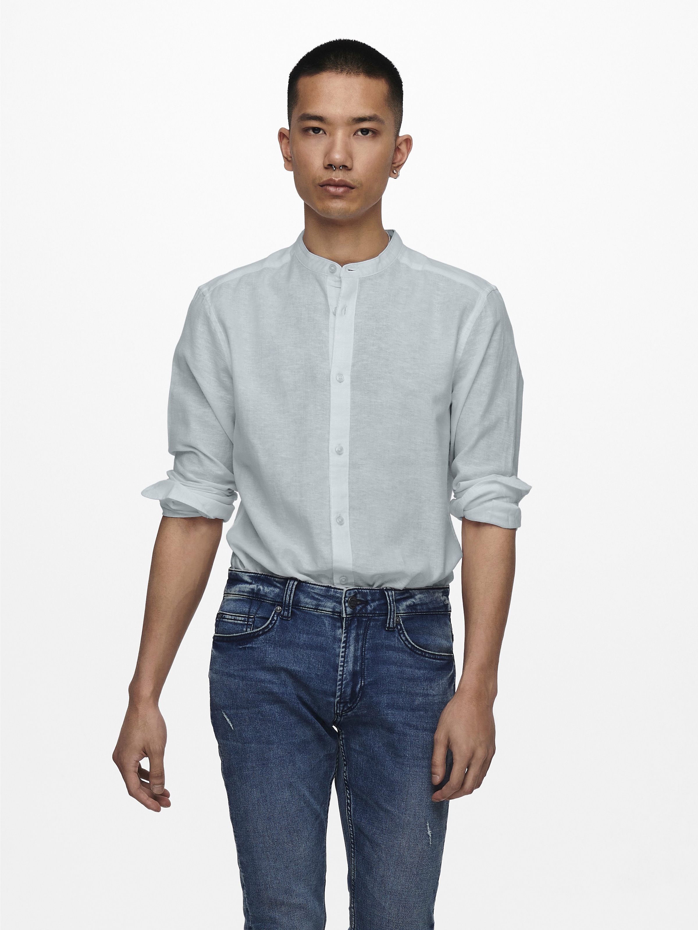 ONLY & SONS Langarmhemd »ONSCAIDEN LS SOLID LINEN MAO SHIRT NOOS«