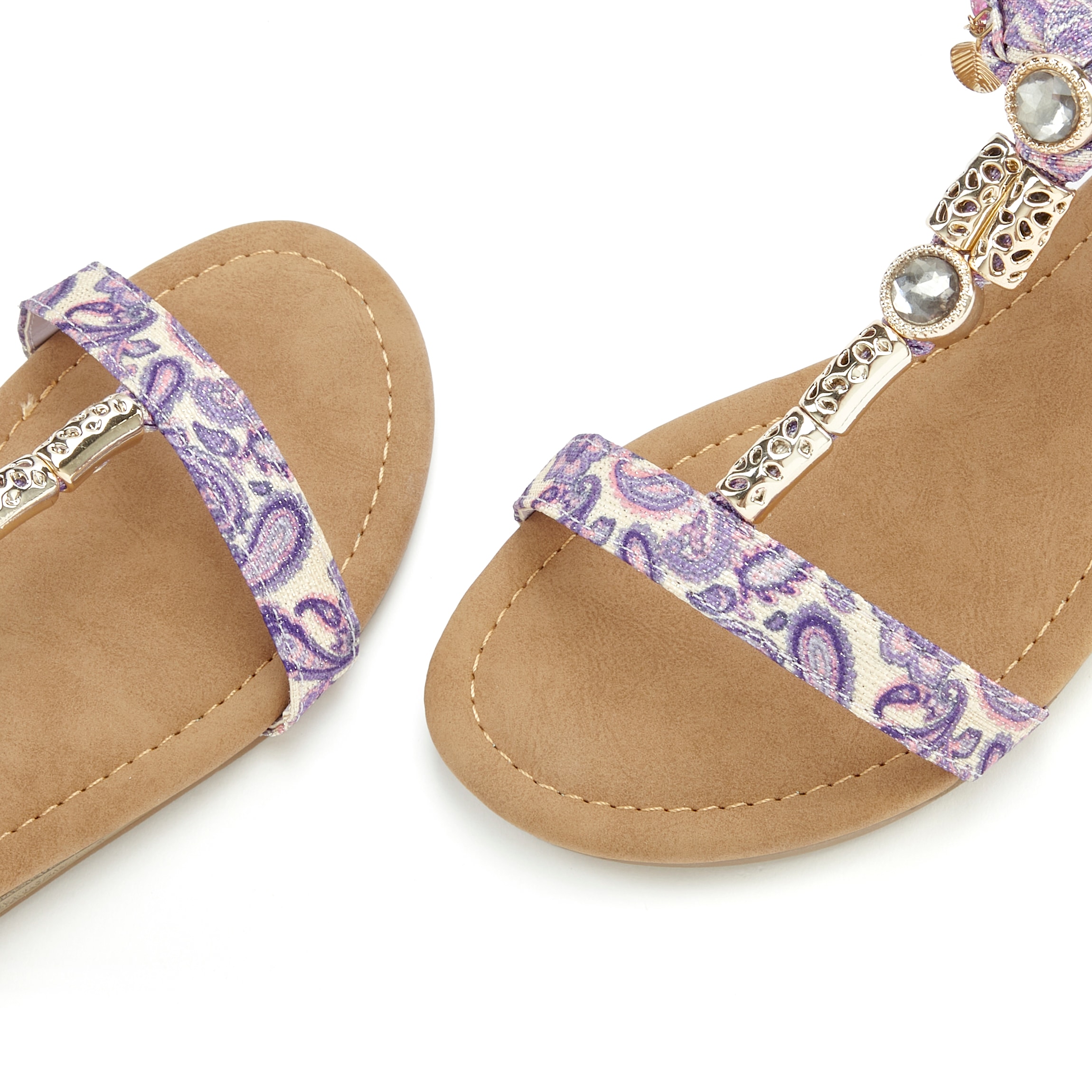 LASCANA Sandale »Sommerschuh«, Sandalette, Sommerschuh mit Schmuckkettchen und Schmucksteinen VEGAN
