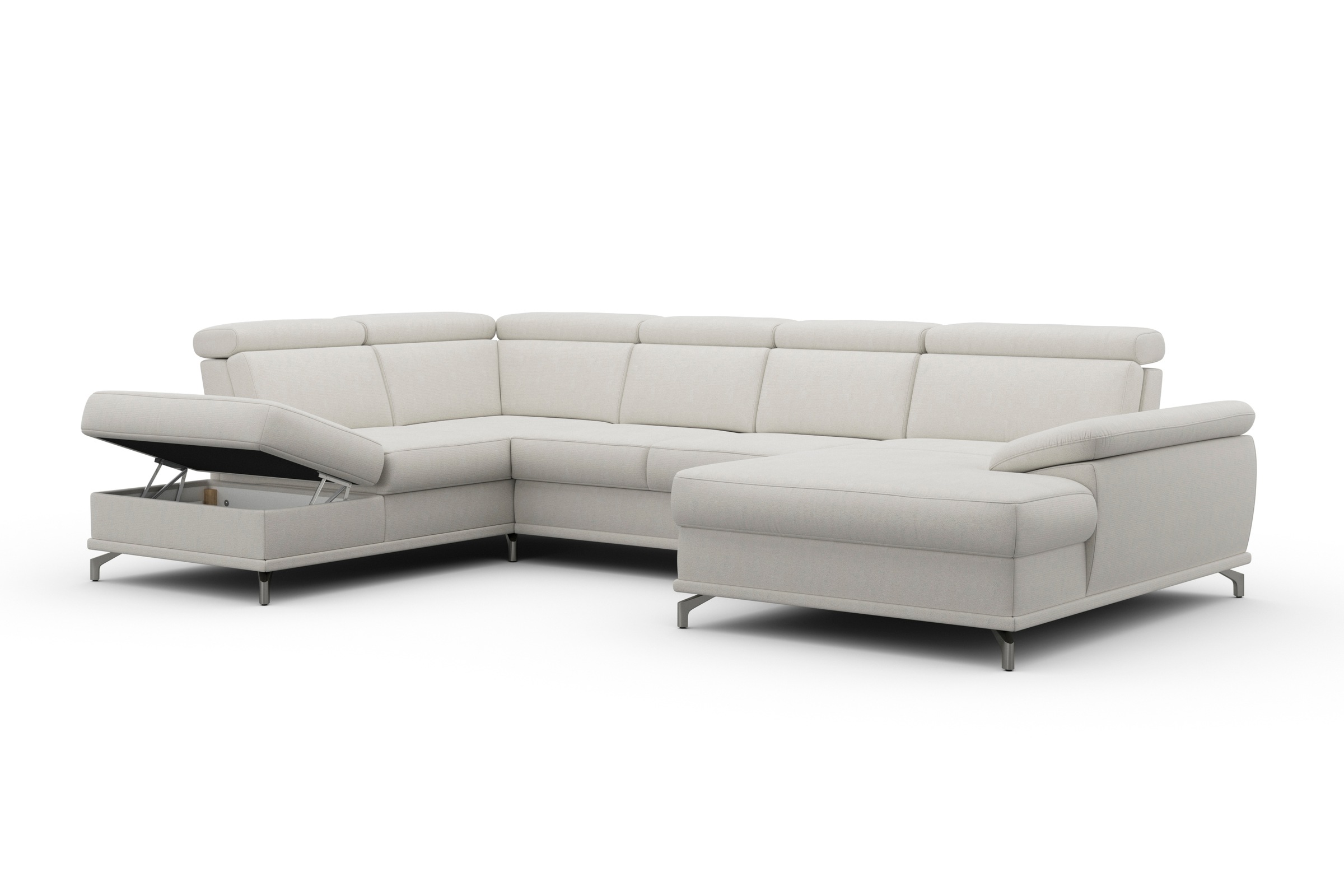 sit&more Wohnlandschaft »Cabrio U-Form, mit Sitztiefenverstellung, Arm- und Kopfteilverstellung«, 3 Nierenkissen, Federkern, optional Bettfunktion und Stauraum
