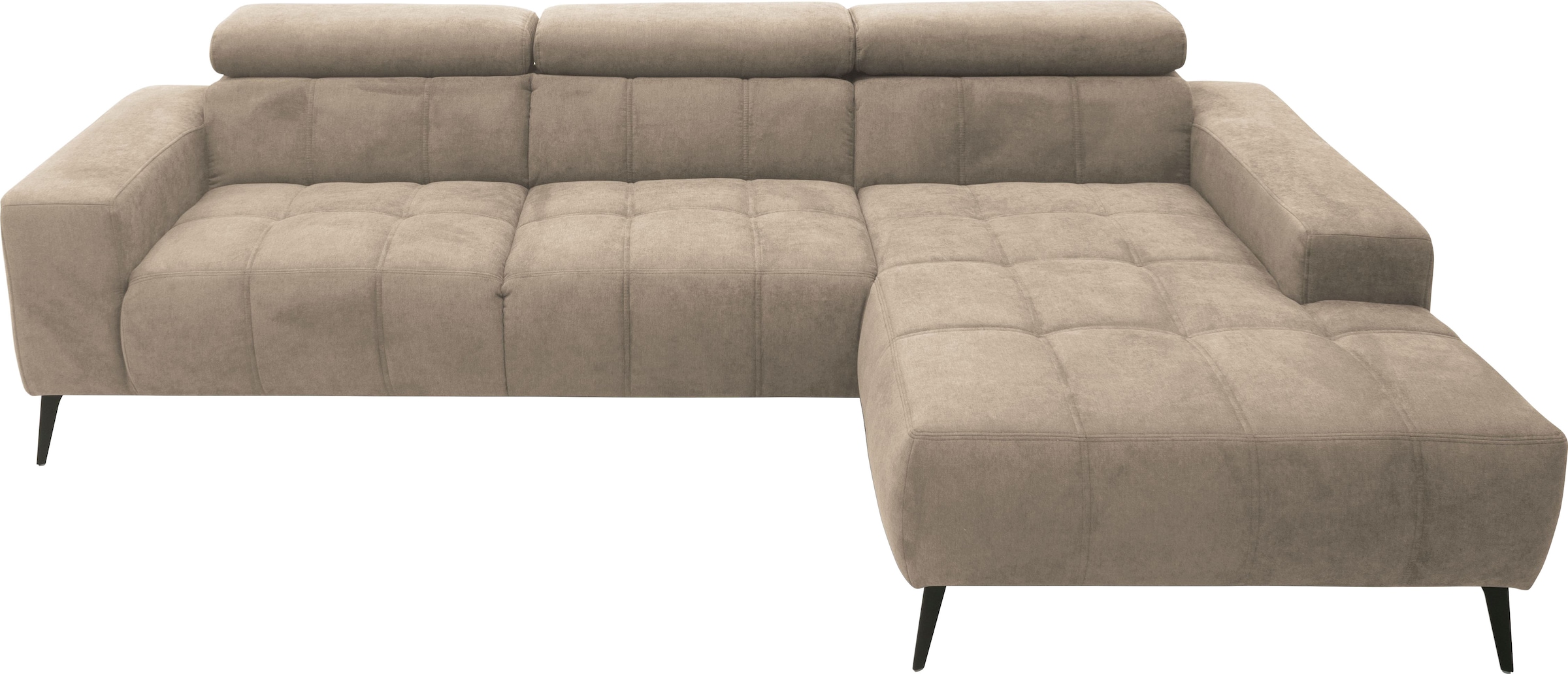 DOMO collection Ecksofa »Trento L-Form, mit Kufenfuss oder Einzelfuss«, wahlweise mit Kopfteilverstellung, Recamiere links/rechts bestellbar