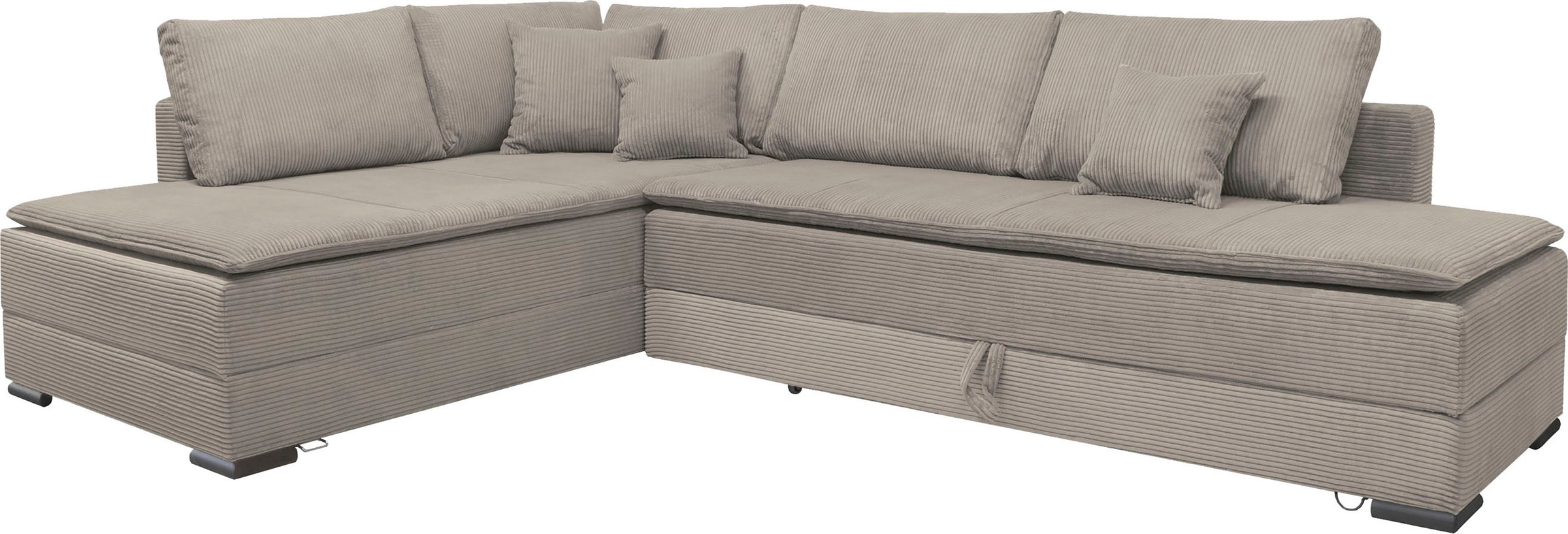 Home affaire "Night & Day L-Form, B: 321 cm, mit Dauer-Schlaffunktion 180x200 cm" Schlaffunktion, Bettkasten, Topper & 3 Zierkissen, Boxspringbett Cord