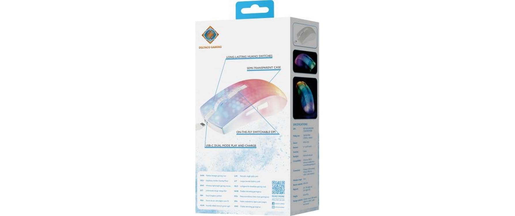 DELTACO Gaming-Maus »GAM-145-W Weiss/Trasparent«, Bluetooth