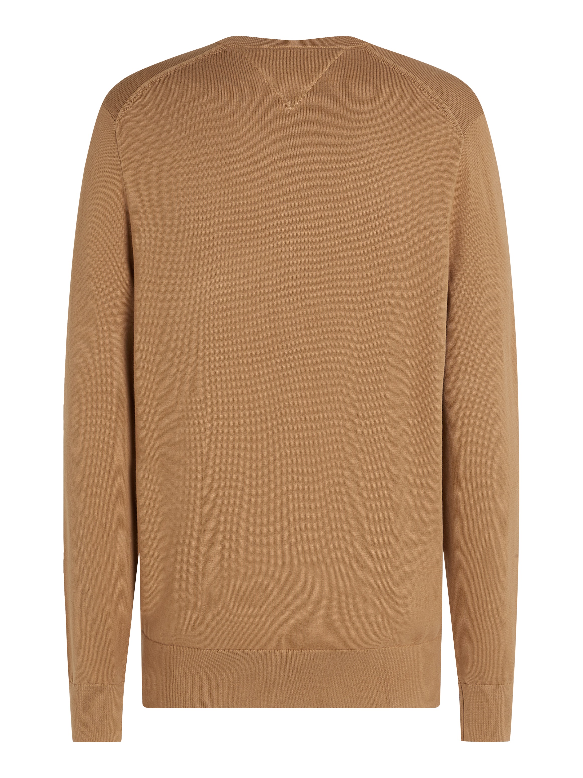 Tommy Hilfiger Strickpullover »ESSENTIAL COTTON V NECK mit V-Ausschnitt und Stickerei«, unifarben, casual, regular fit, Baumwolle, V-Ausschnitt