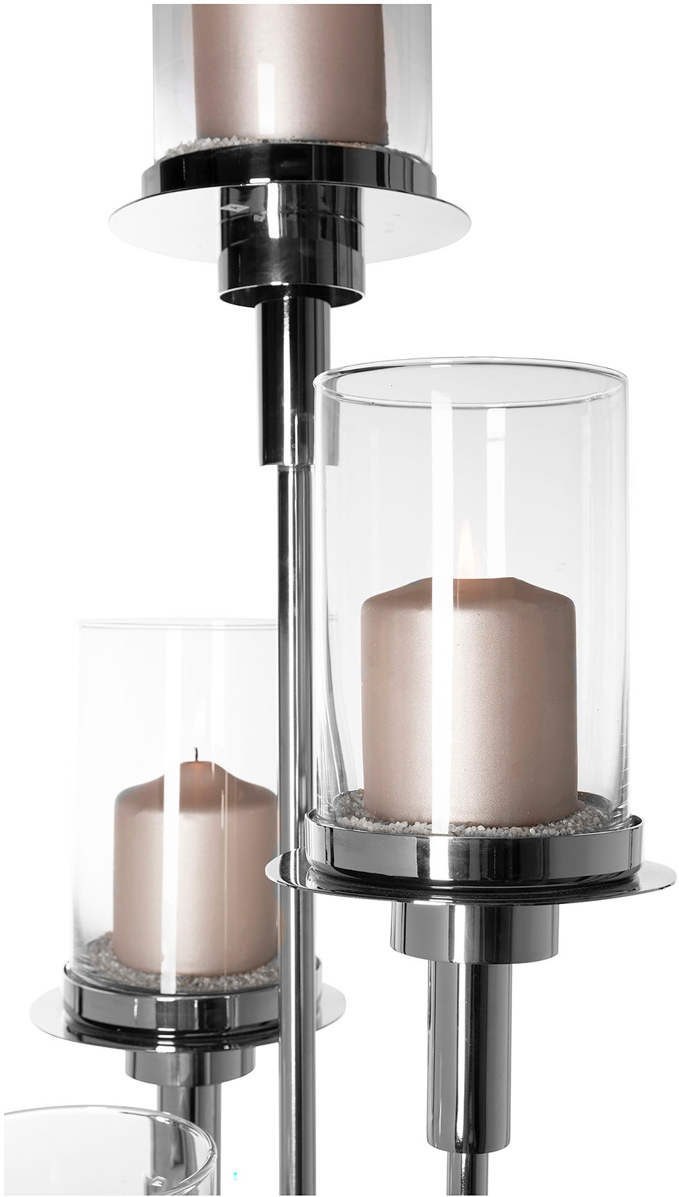 Fink Standkerzenhalter "LONDRA, 5-flammig" Kerzenhalter aus Edelstahl und Glas, Höhe ca. 155 cm