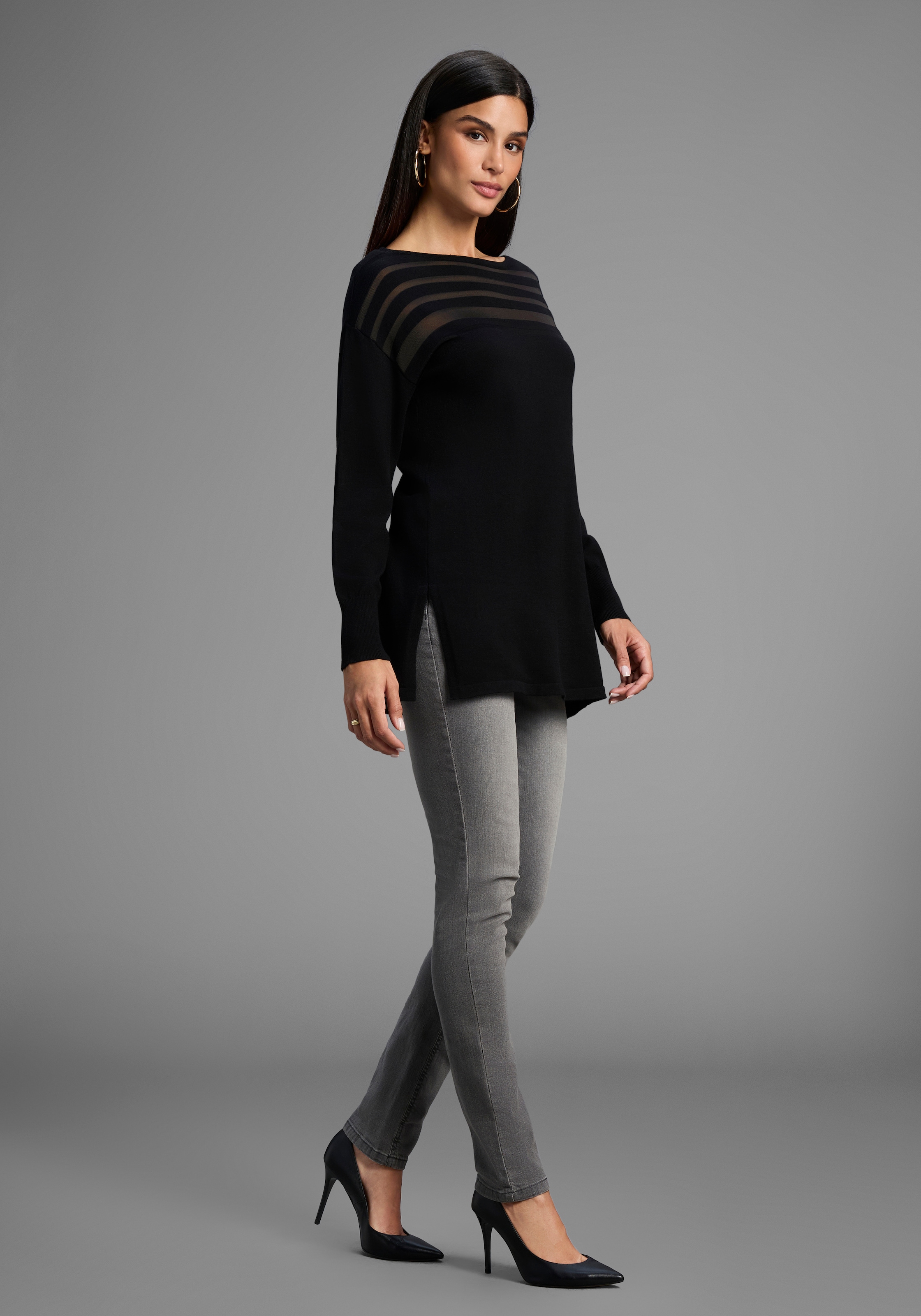 Laura Scott Strickpullover, mit Meshstreifen - NEUE KOLLEKTION