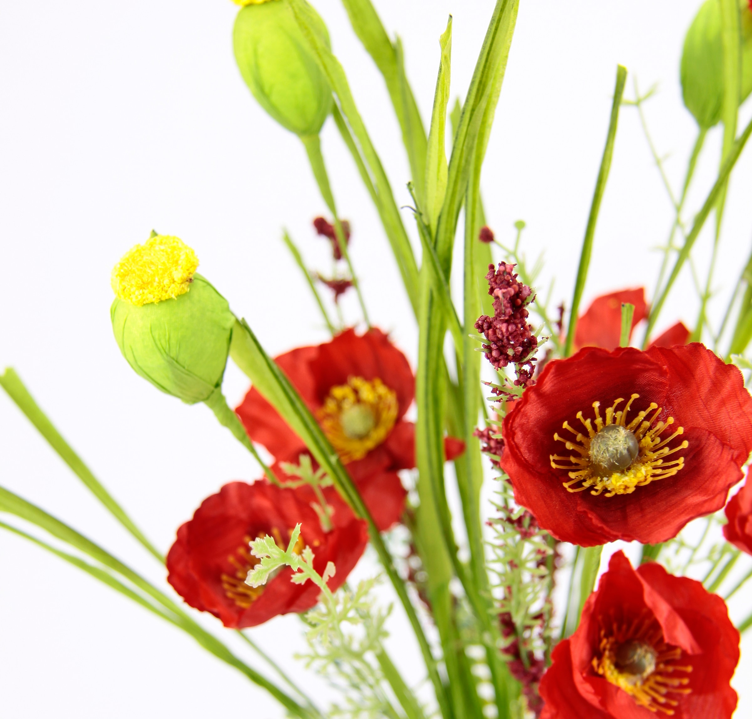 I.GE.A. Kunstblume »Mohnblumenbusch in Vase aus Keramik«, Blumen Mohnblume Mohn Mohnbusch Bouquet Strauss Seidenblumenstrauss