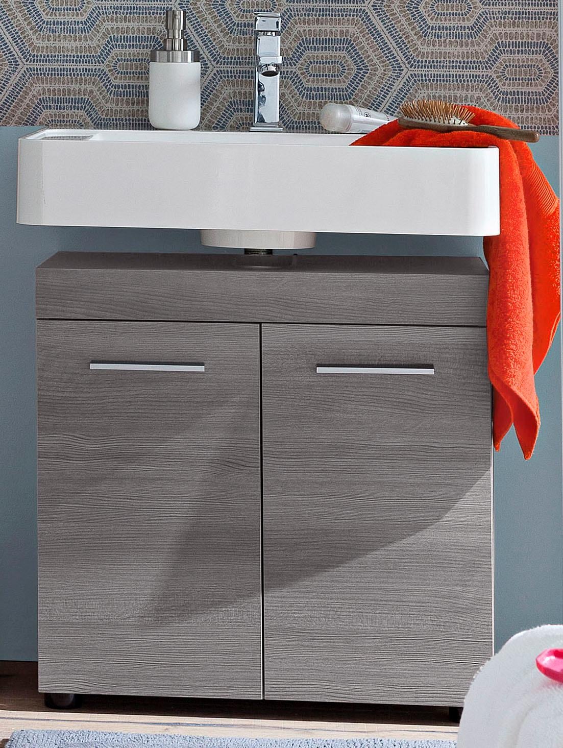 welltime Waschbeckenunterschrank »Royan«, Waschtisch mit 2 Fächern in Rauchsilberfarben - Masse (B/T/H) 58/31/57 cm