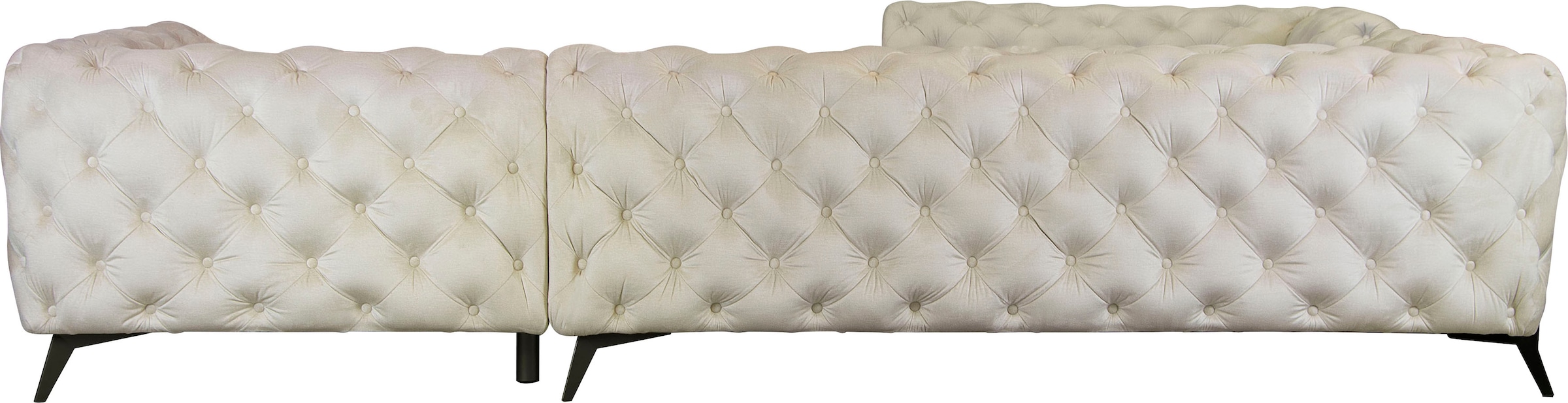Leonique Chesterfield-Sofa »Amaury L-Form«, grosses Ecksofa, Chesterfield-Optik, Breite 323 cm, Fussfarbe wählbar