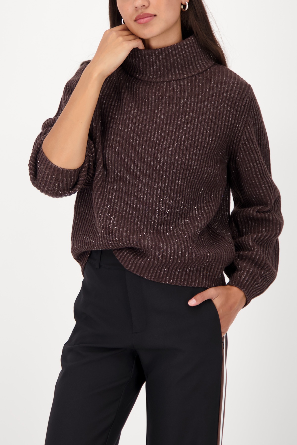 Monari Rollkragenpullover »Pullover Lurex + Schmuck« Regular fit mit Rollkragen