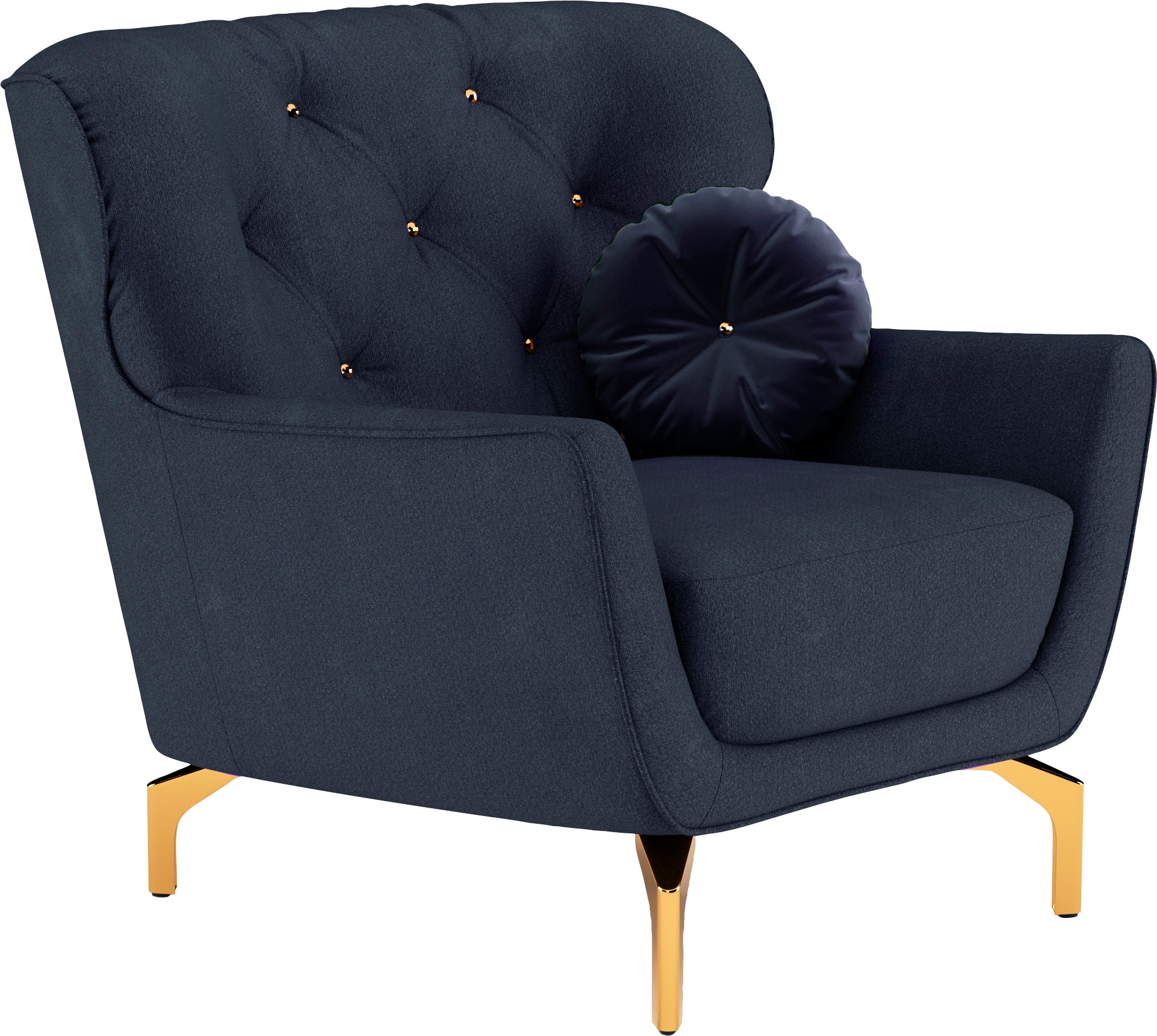sit&more Sessel »Orient 3«, inkl. 1 Zierkissen mit Strass-Stein, goldfarbene Metallfüsse