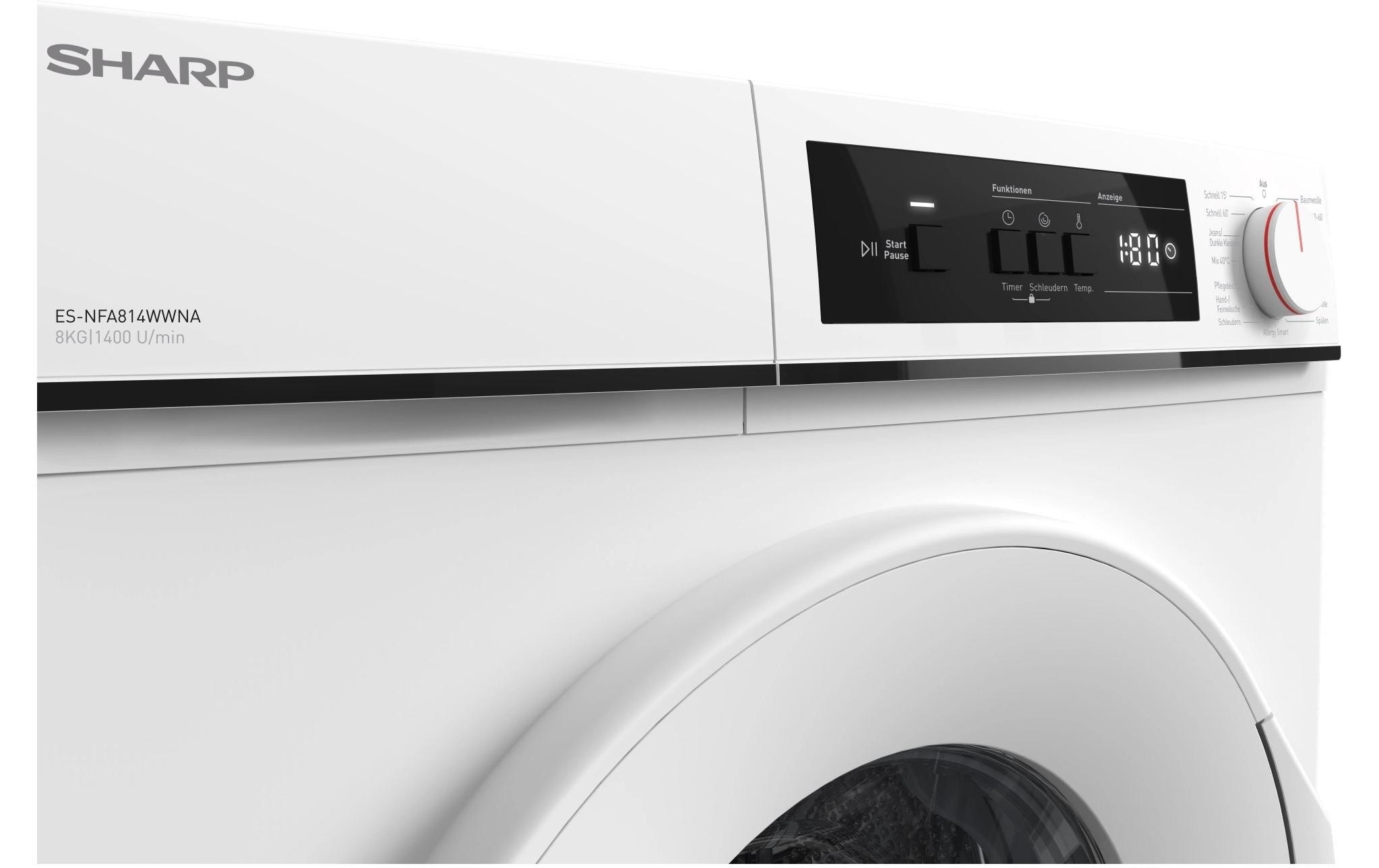 Sharp Waschmaschine »ES-NFA814WWNA-CH Links«, 1400 U/min