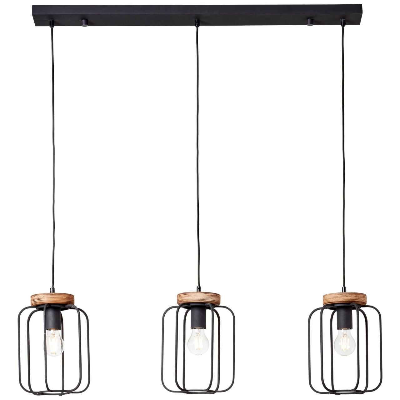 Brilliant Pendelleuchte »Tosh«, 3 flammig, Leuchtmittel E27 ohne Leuchtmittel, 3flg Reihe antik holz/schwarz korund