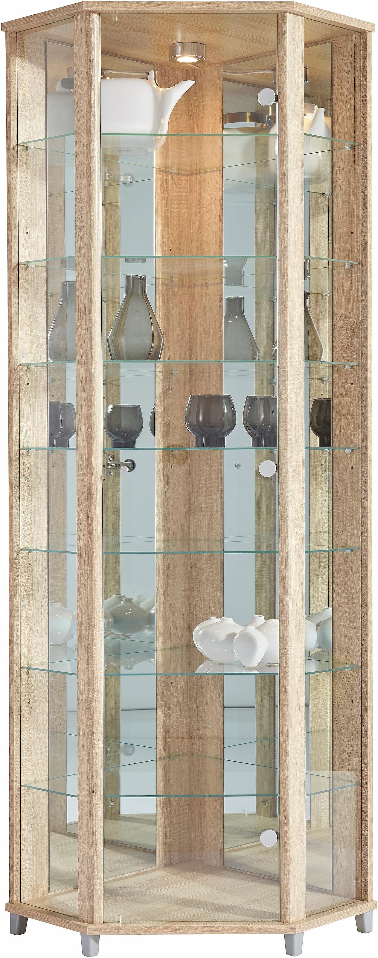 fif möbel Vitrine »TRIO«, Eckvitrine/Glasvitrine 1x Glastür, perfekt für Sammler, Sammlervitrine