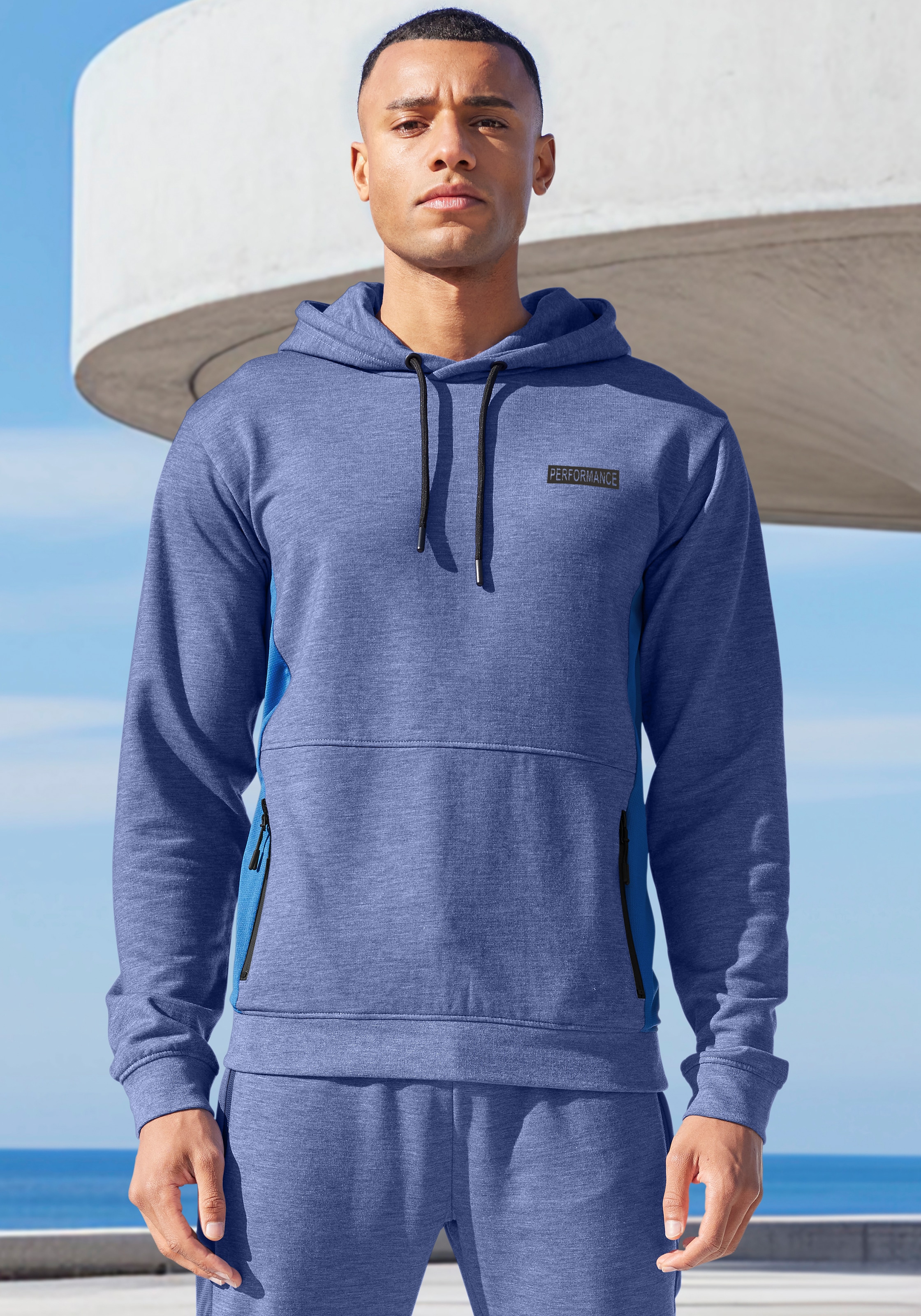 AUTHENTIC LE JOGGER Kapuzenpullover »- Sport-Hoodie«, melierte Optik, mit Reissverschlusstasche