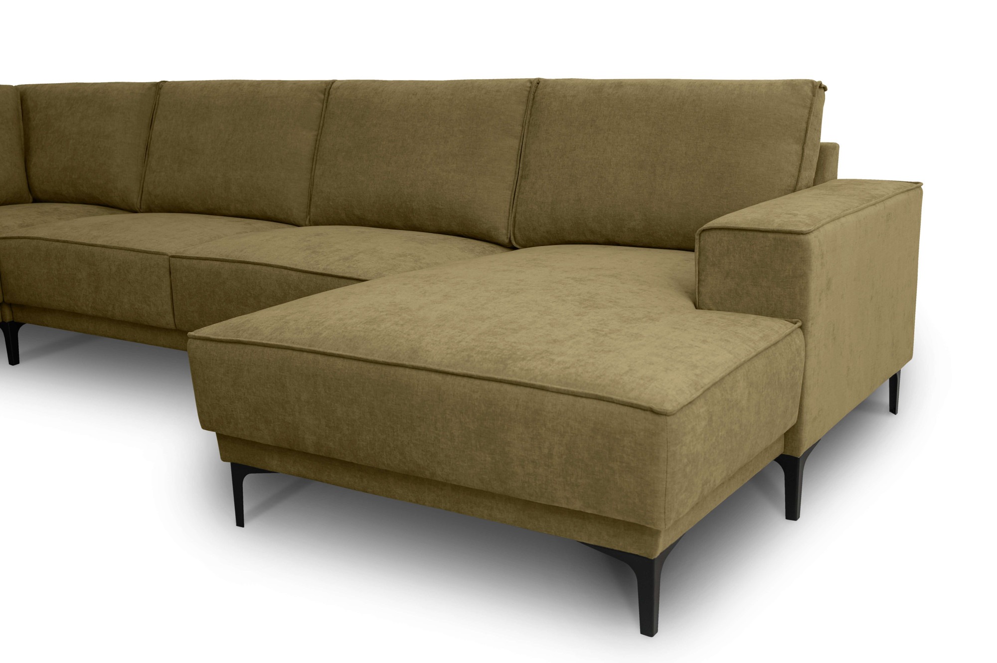 Places of Style Wohnlandschaft »XXL Sofa Oland, Struktur, Flachgewebe, Luxus-Microfaser, Boucle«, U-Form, 342 cm, Wellenunterfederung, Skandi-Design, Metallfüsse