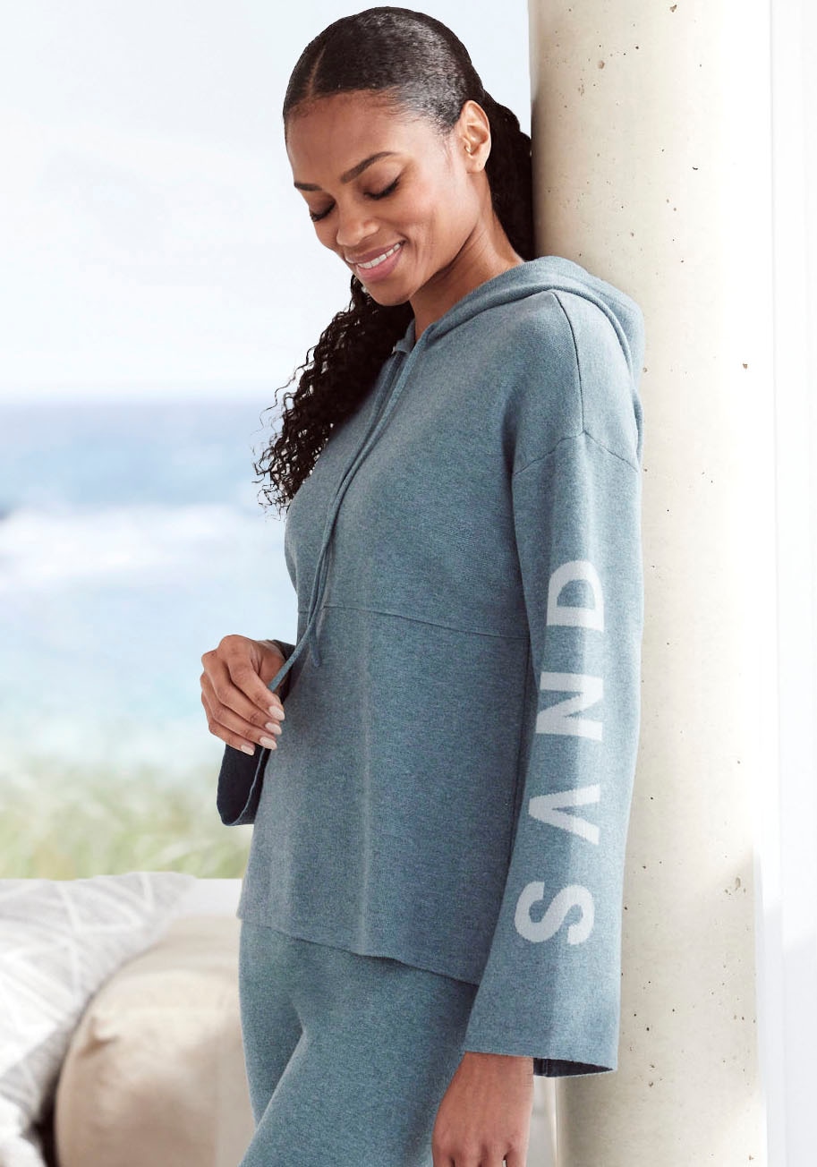 Elbsand Hoodie, Strickpullover mit eingestricktem Logo, Loungewear