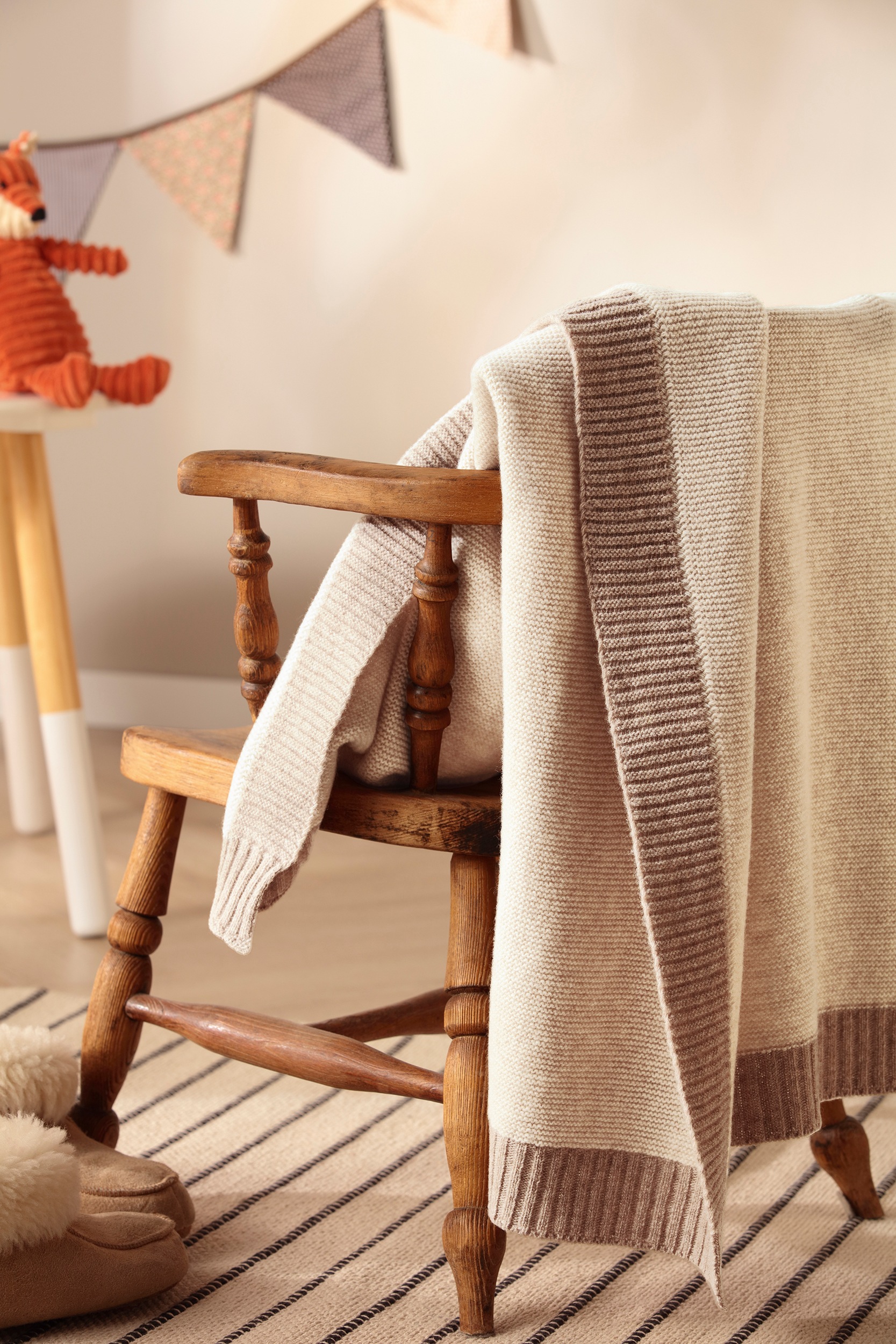 Biederlack Babydecke »Babydecke Wool Knit«, 75 x 100, mit kontrastfarbigem Patentrand