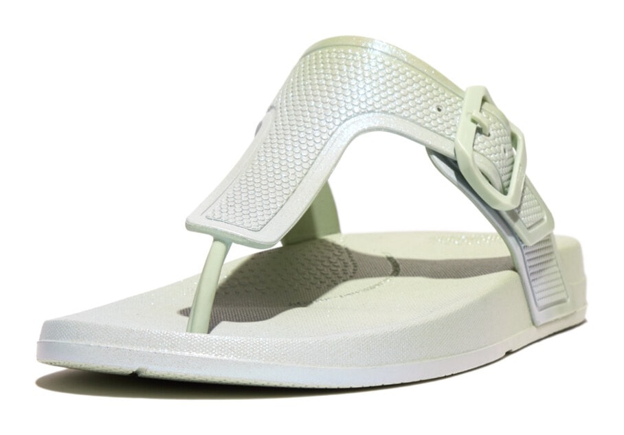 Fitflop Zehentrenner »IQUSHION IRIDESCENT ADJUSTABLE BUCKLE«, Keilabsatz, Sommerschuh, Schlappen mit verstellbarer Schnalle