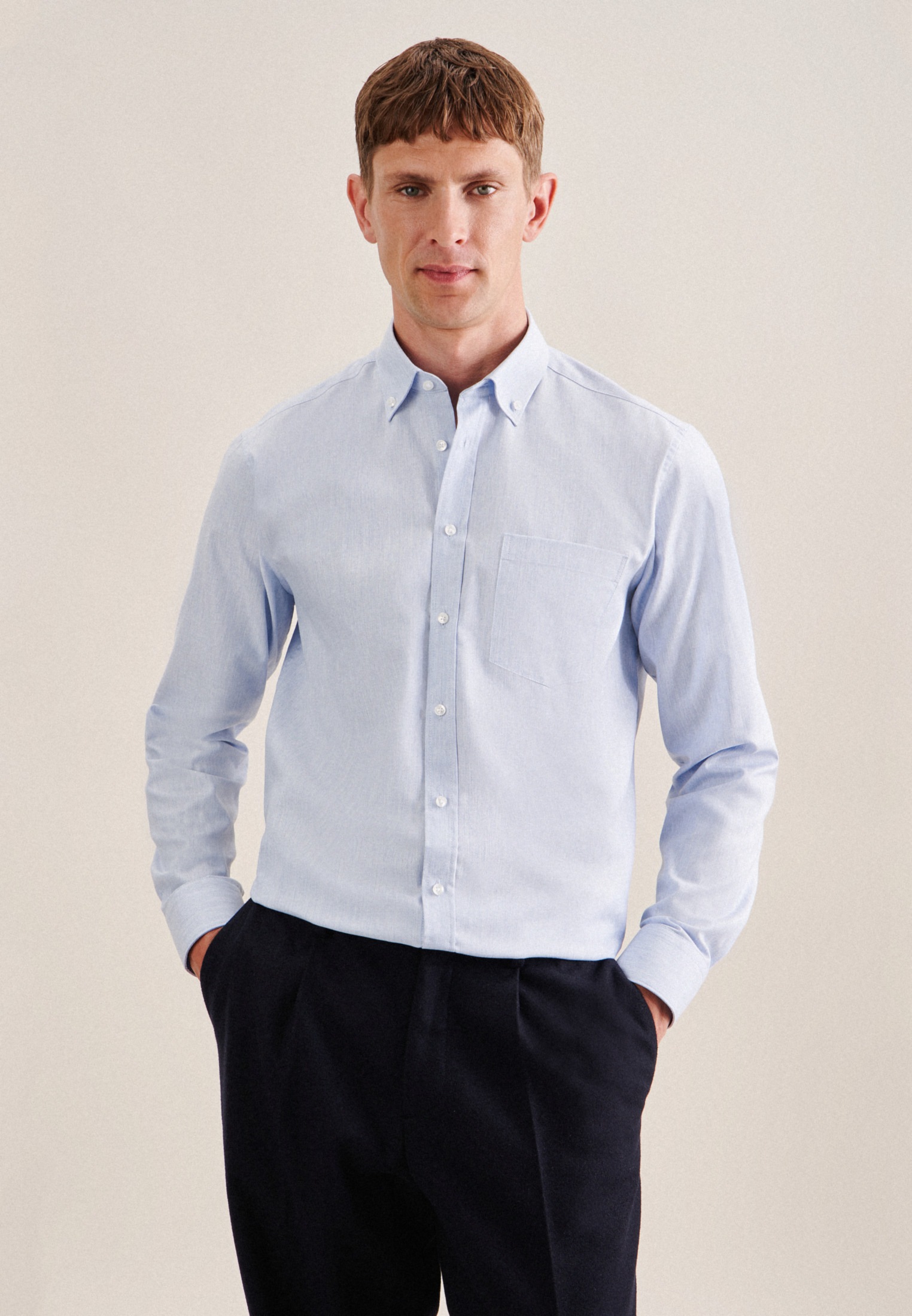 seidensticker Businesshemd »Regular« Regular 1/1 Button-Down-Kragen Uni