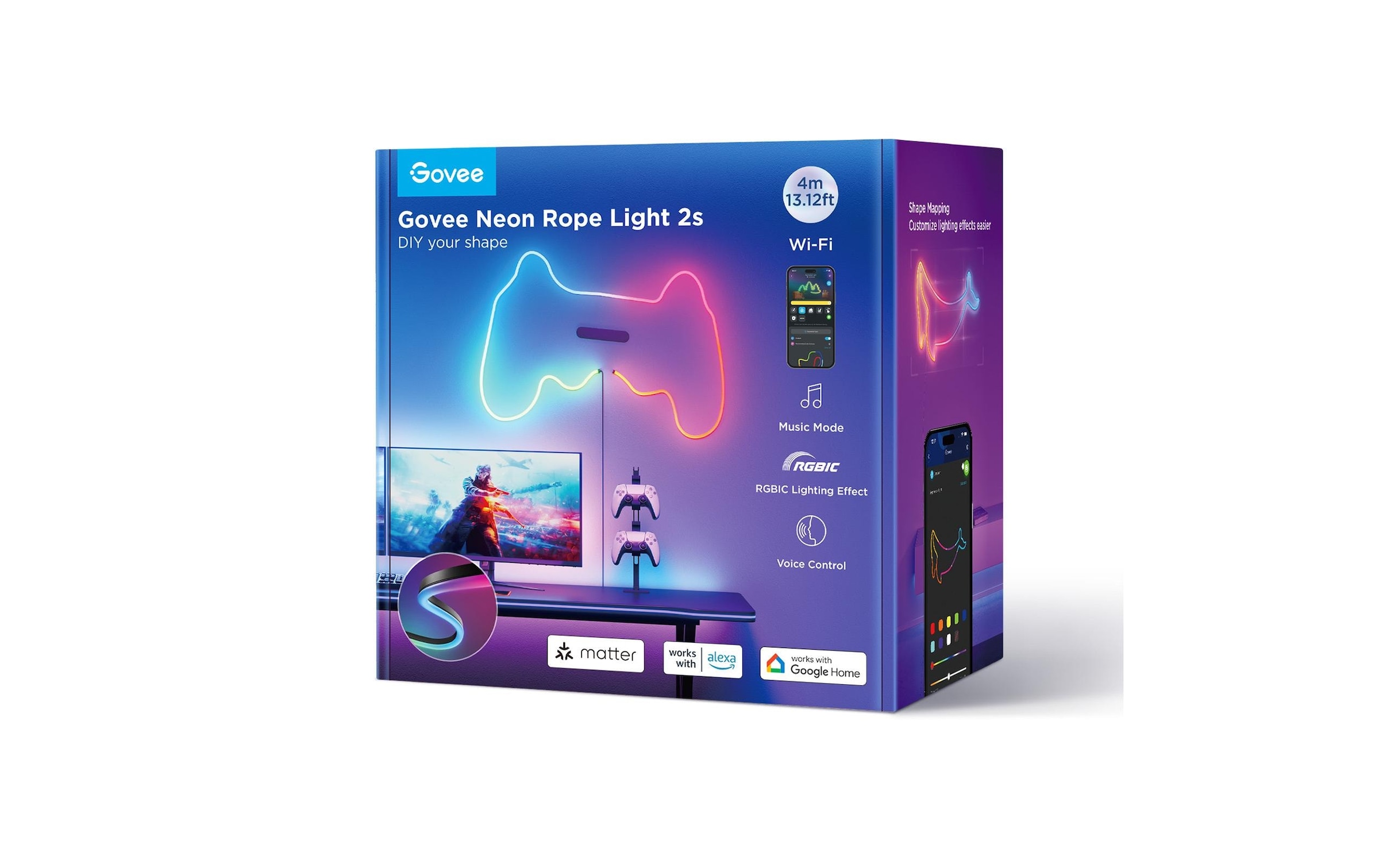Govee LED Lichtleiste »Govee Neon, Schwarz, 5 m, RGBIC, Matter«, 420 flammig