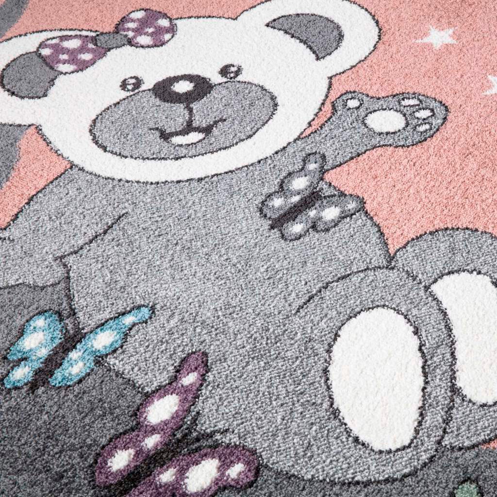 Carpet City Kinderteppich »ANIME916«, rechteckig, 11 mm Höhe, Kinderzimmer Teppich Modern mit Mond, Blumen, Wolken, Creme, Multi
