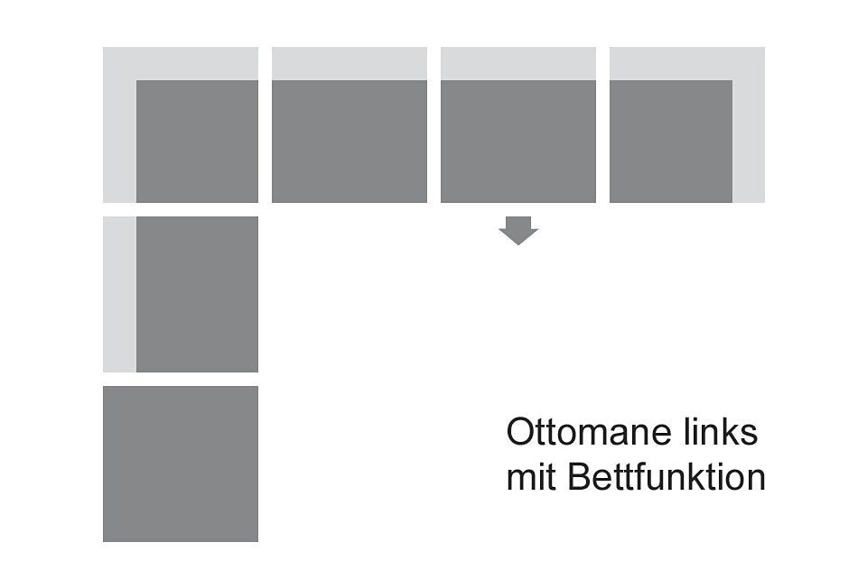 DOMO collection Ecksofa »Papenburg, zeitlose Rückensteppung, elegante Armlehne, L-Form«, mit Ottomane, wahlweise mit Bettfunktion