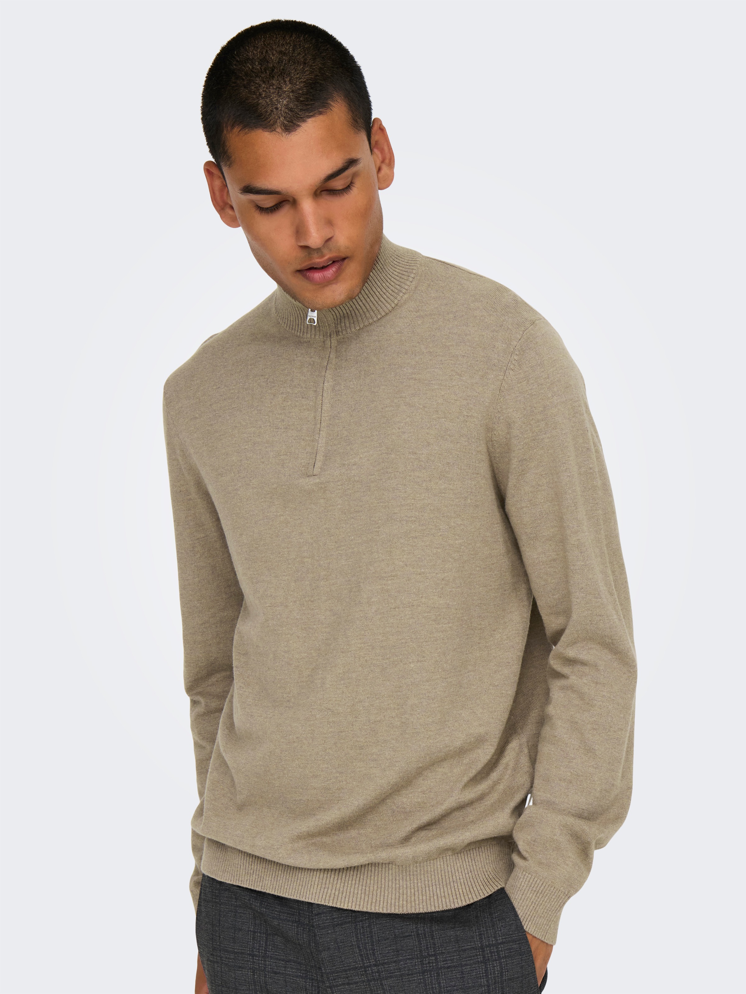 ONLY & SONS Troyer "ONSLOUI REG 12 MEL HALF ZIP KNIT NOOS"