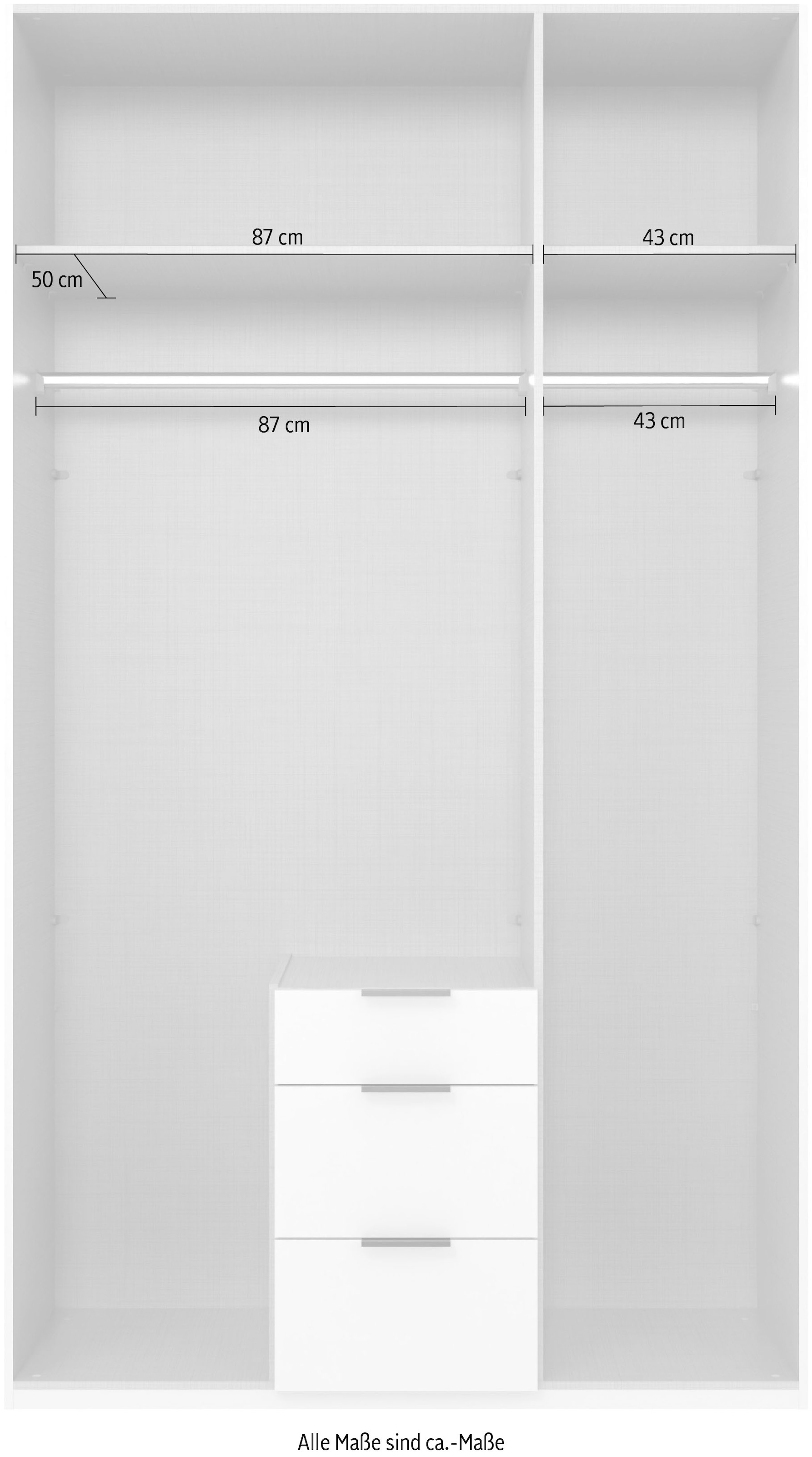 Wimex Kleiderschrank »Mugano, in vielen Breiten, 208 oder 236cm hoch, Made in Germany«, (mit langen oder kurzen Griffen aus Metall), wahlweise mit oder ohne Spiegel, mit Schubladen
