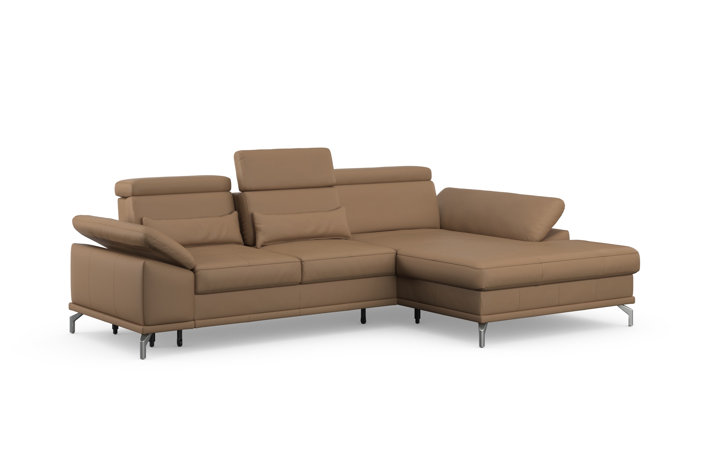 sit&more Ecksofa »Cabrio L-Form, mit Sitztiefenverstellung, Arm- und Kopfteilverstellung«, 2 Nierenkissen, Federkern, optional Bettfunktion und Stauraum