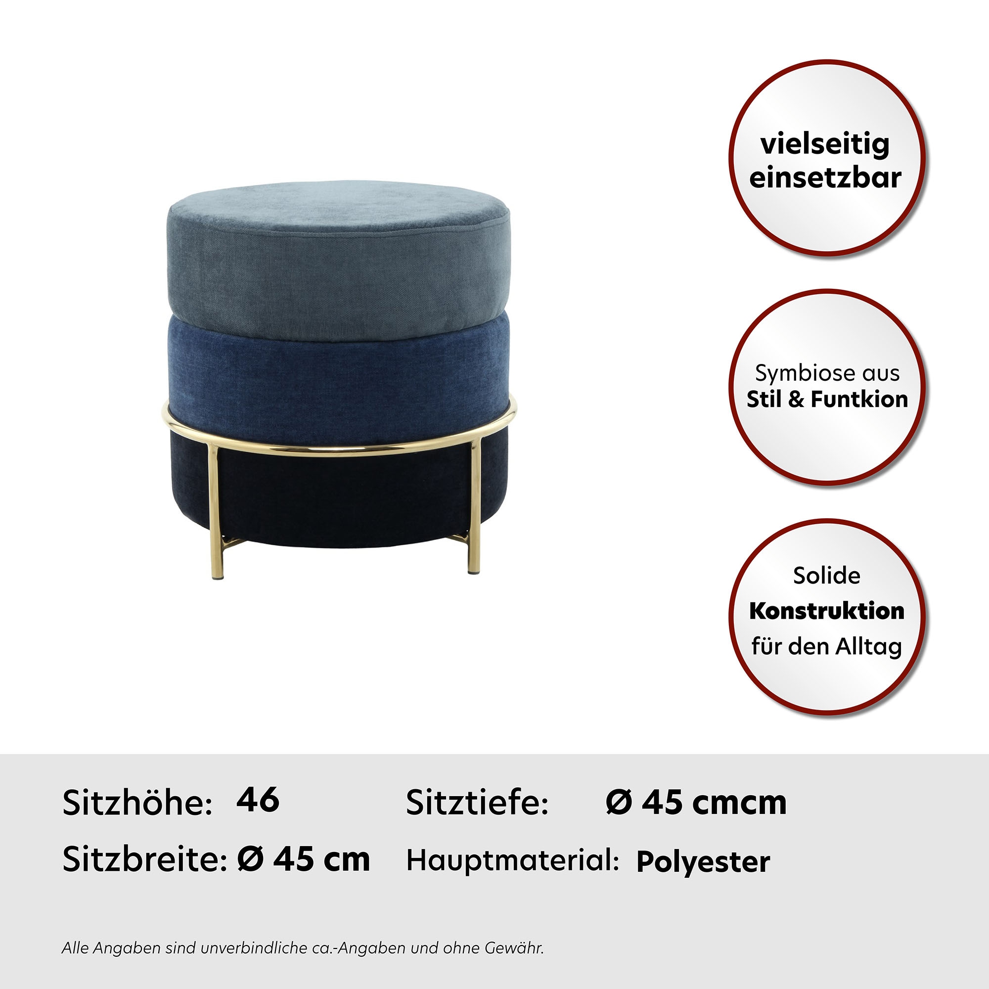 Kayoom Sitzhocker »Hocker Matilda 225, Komfortable runde Form, Gemütlicher Design-Hocker«, (1 St.), samtweich, elegant, gepolstert, grosse Sitzfläche