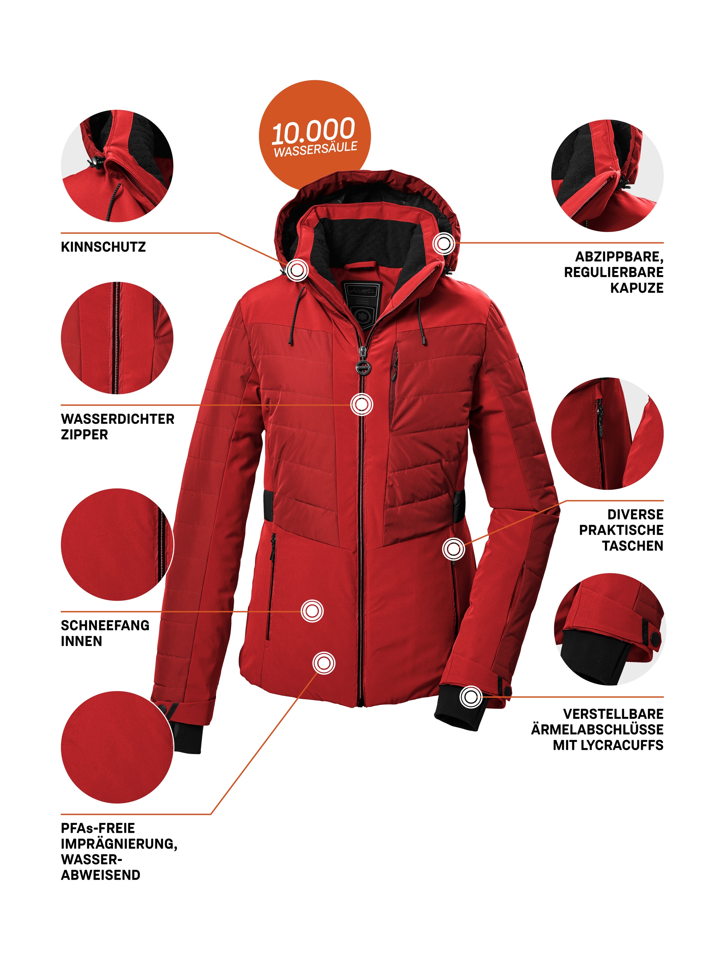 Killtec Skijacke »KSW 309 WMN SKI QLTD JCKT«, Atmungsaktive Skijacke, wasserabweisend durch verschweisste Nähte