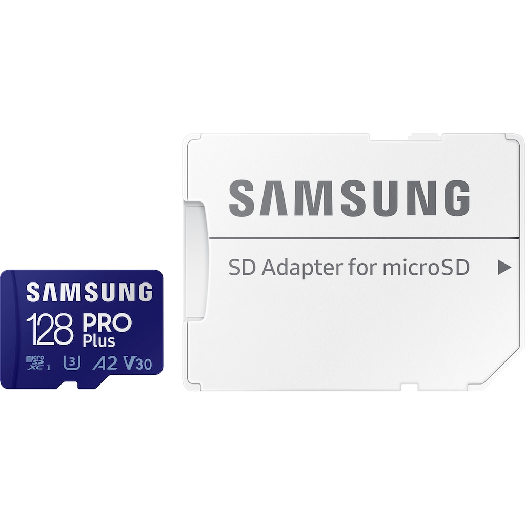 Samsung Speicherkarte »Samsung PRO Plus microSD-Karte, Full HD & 4K UHD«, (UHS Class 10 160 MB/s Lesegeschwindigkeit), für Smartphone, Drohne oder Action-Cam, Inkl. USB-Kartenleser