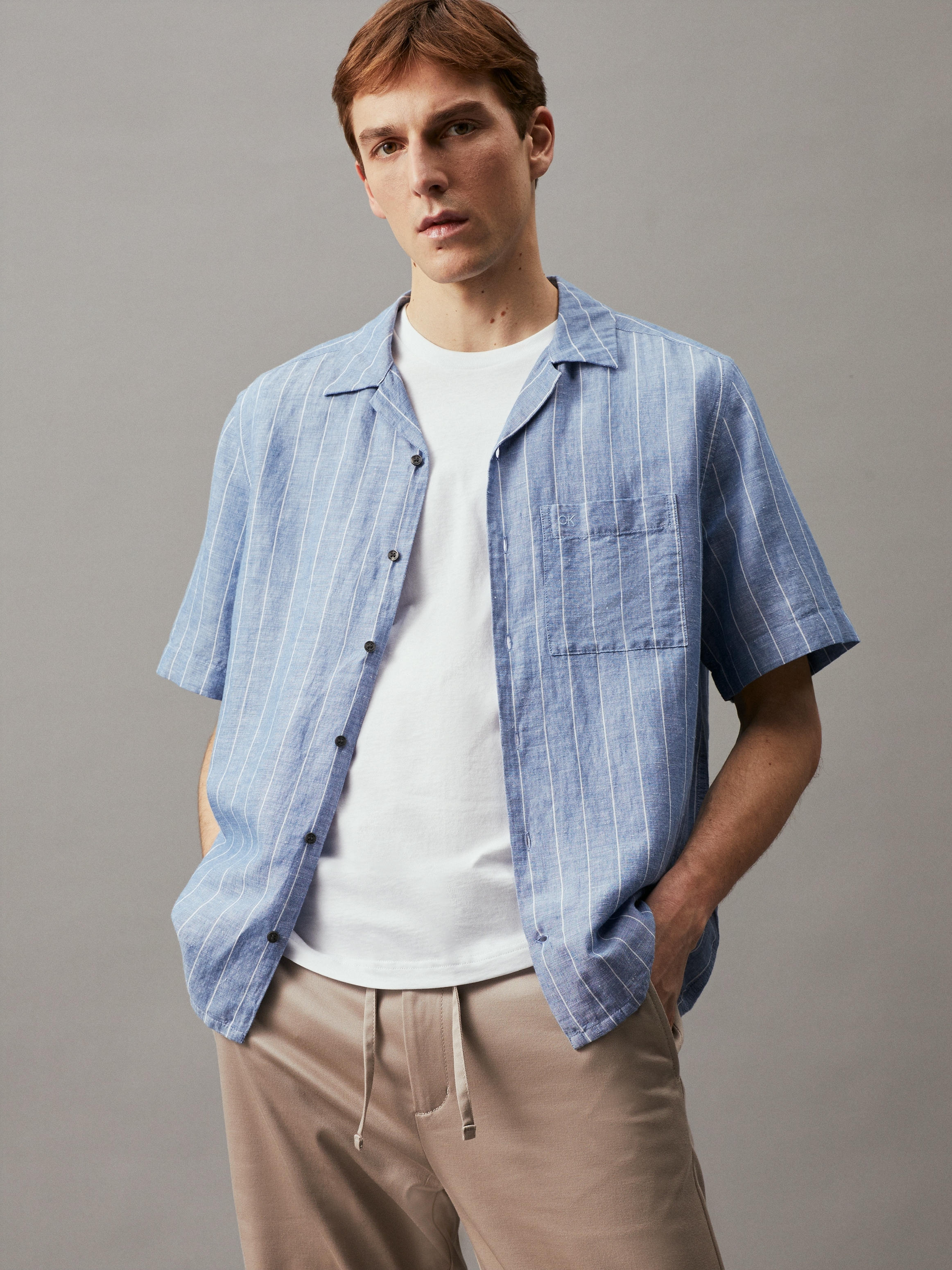 Kurzarmhemd »LINEN COTTON STRIPE S/S SHIRT«