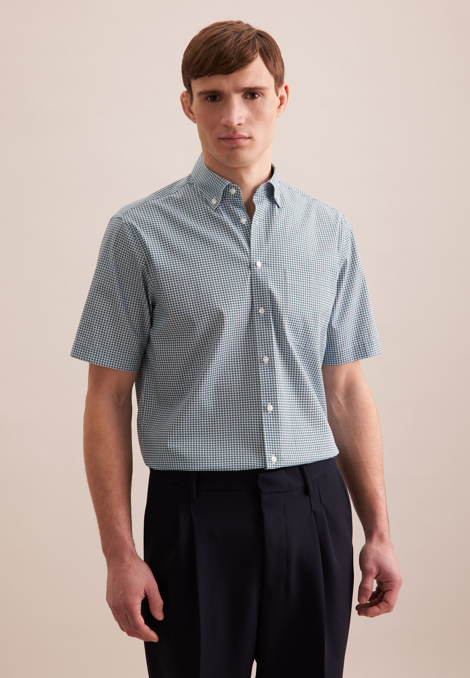 seidensticker Businesshemd »Regular« Regular 1/2 Button-Down-Kragen Druck