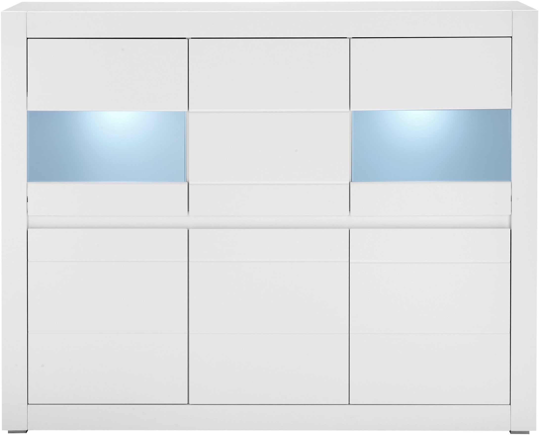 INOSIGN Highboard »Chester, moderne Kommode, Schrank mit Stauraum, Sideboard in Weiss Matt«, (1 St.), austauschbare Blende in Griffleiste, zeitloses Design, 165 cm breit