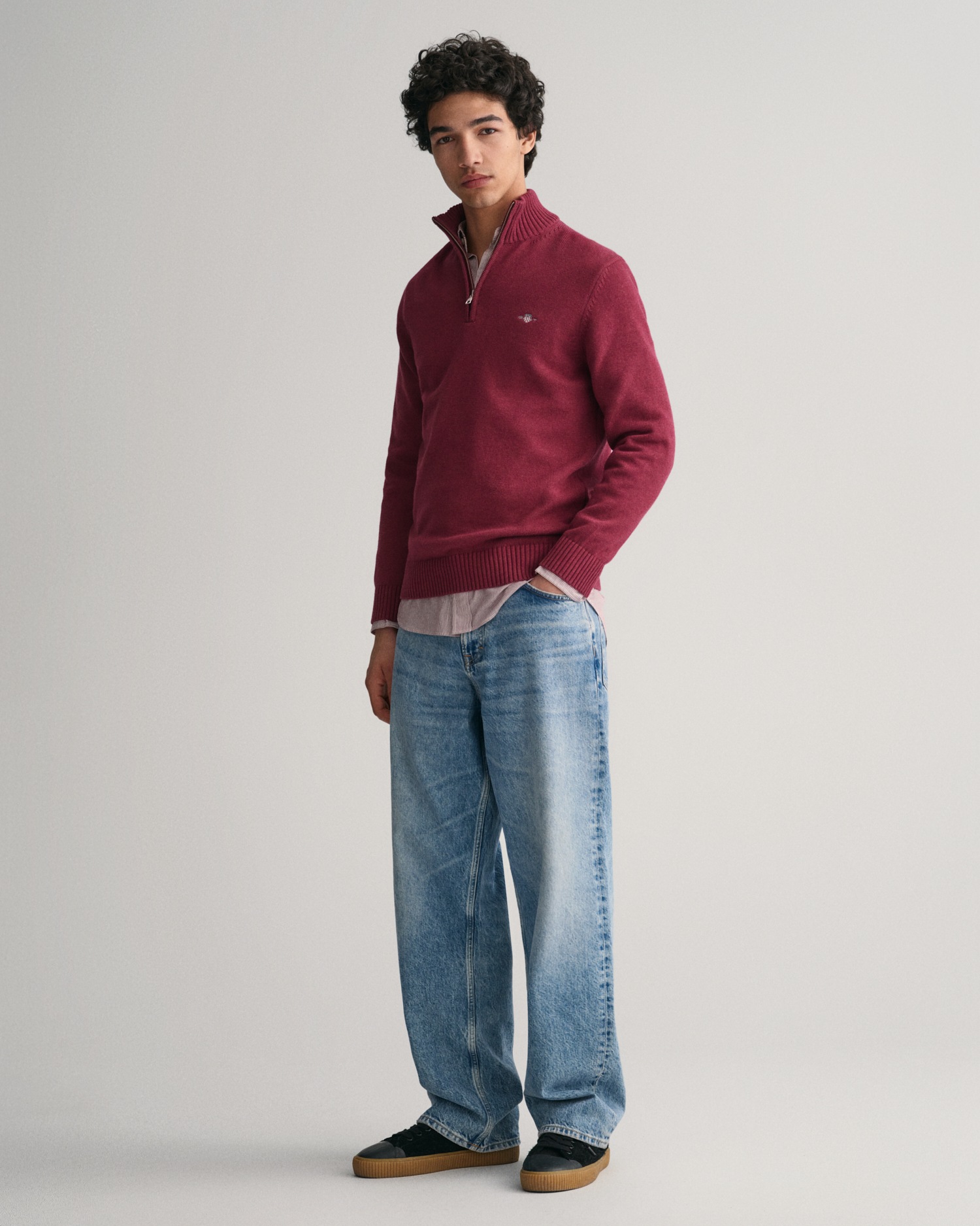 Gant Troyer »CASUAL COTTON HALF ZIP«, mit grafischer Logostickerei auf der Brust