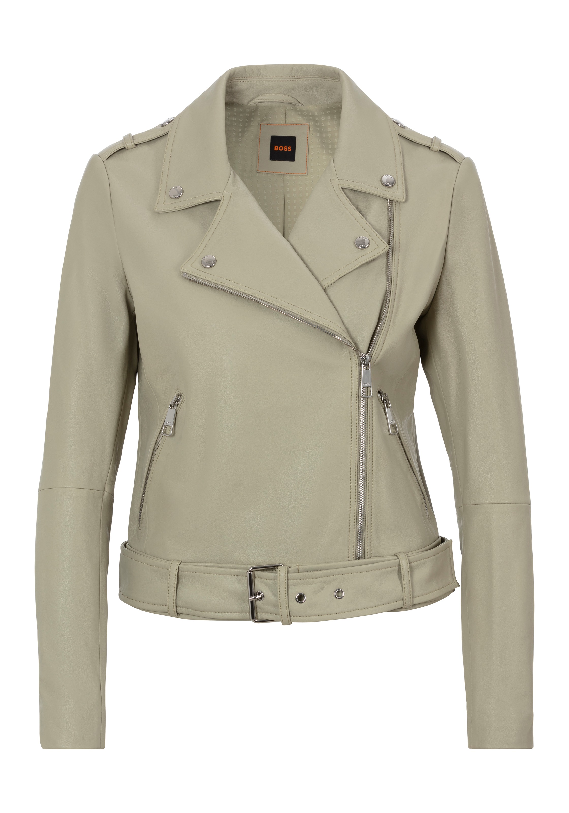 BOSS ORANGE Lederjacke »Sameli Premium Damenmode« mit Ziergürtel