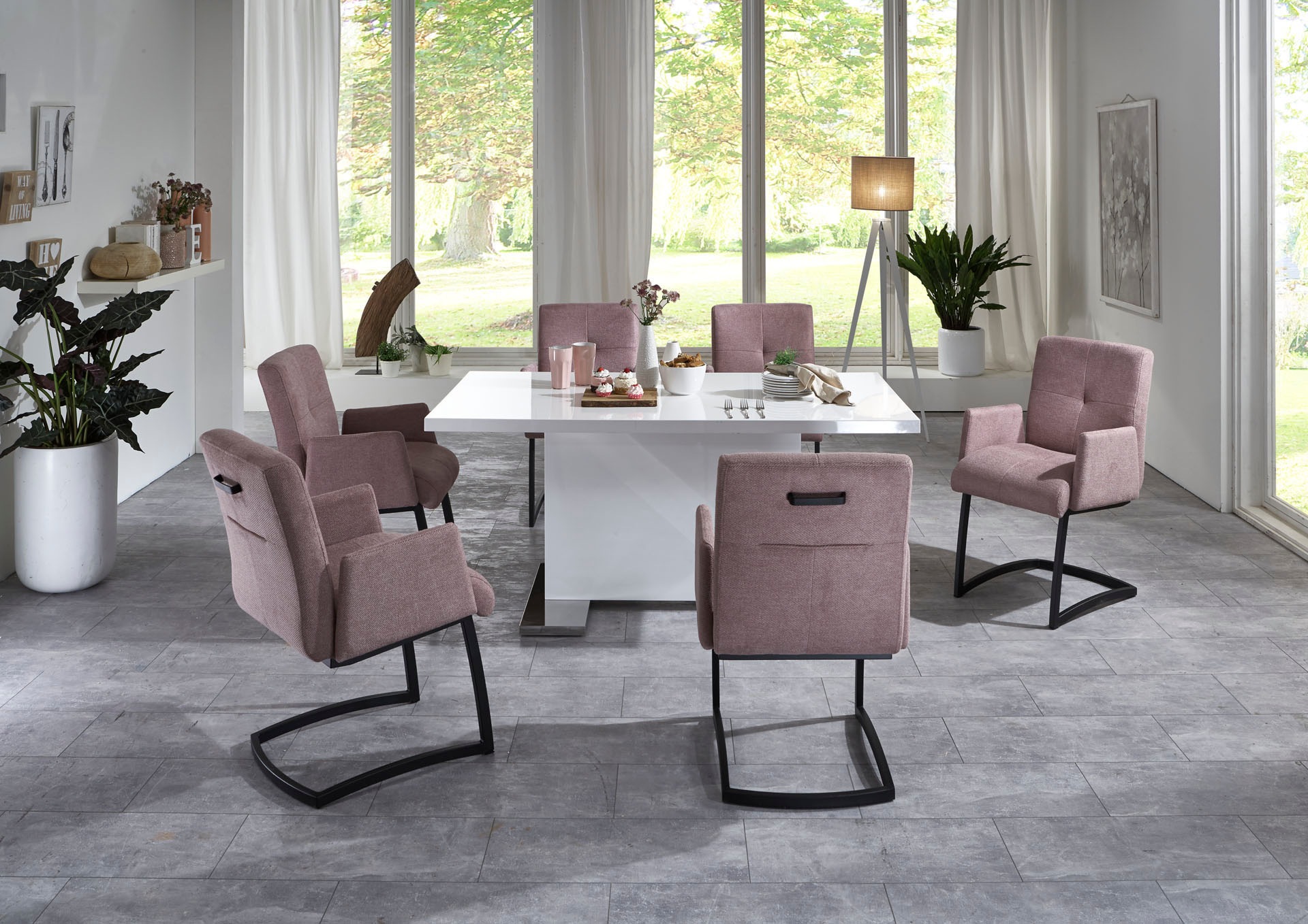 exxpo - sofa fashion Freischwinger "Affogato mit komfortablen Armlehnen" () attraktiven Kreuznaht in der Rückenlehne