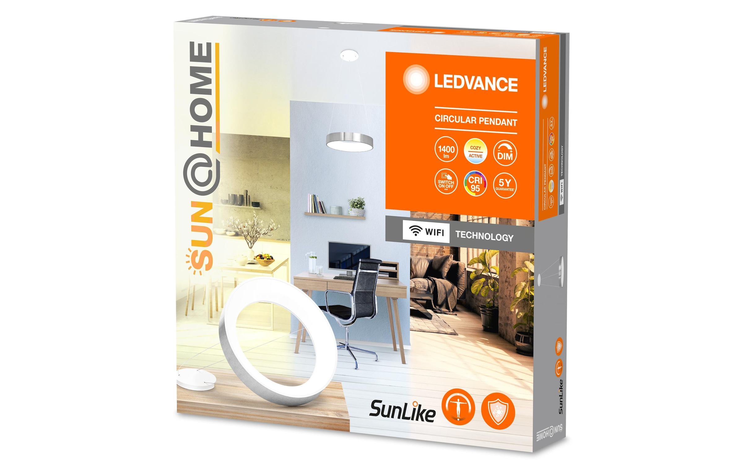 LED Pendelleuchte »Sun@Home Circular, 18.5W, 2200-5000K, Silber«, 1 flammig