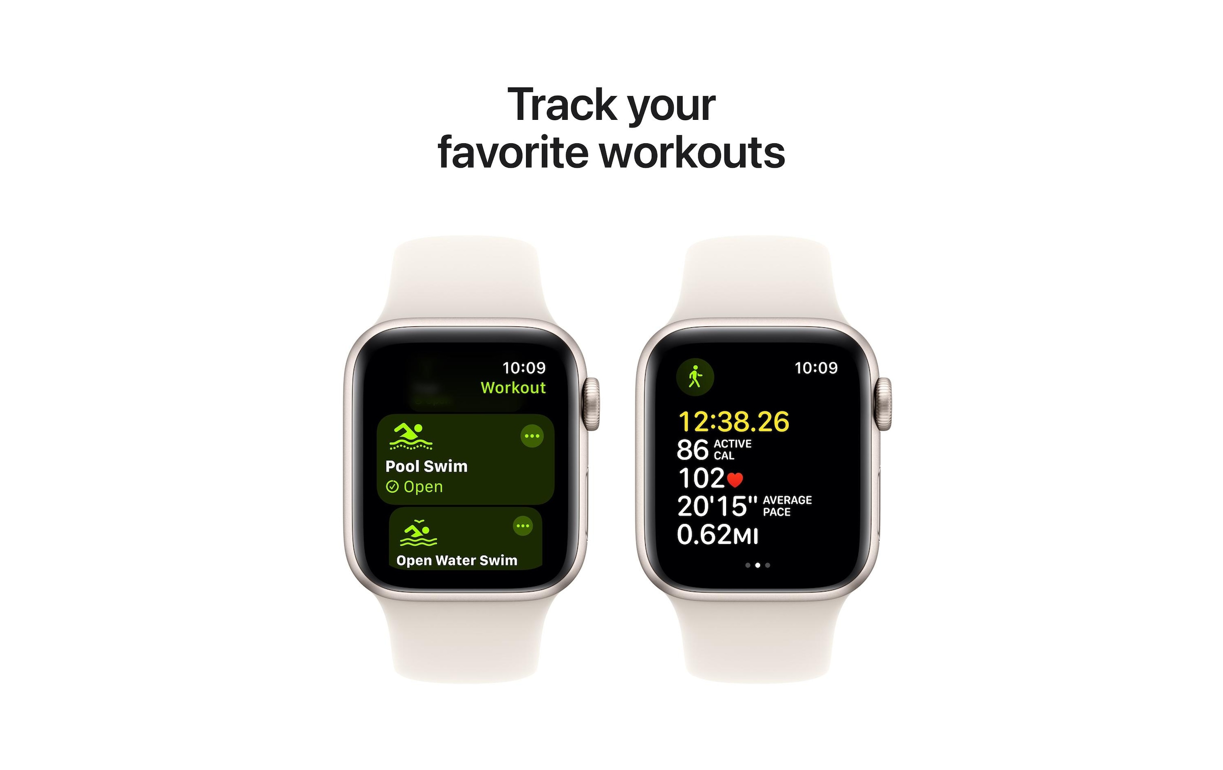 Apple Watch SE (2024), 40 mm, GPS, Sport Band S/M, Polarstern