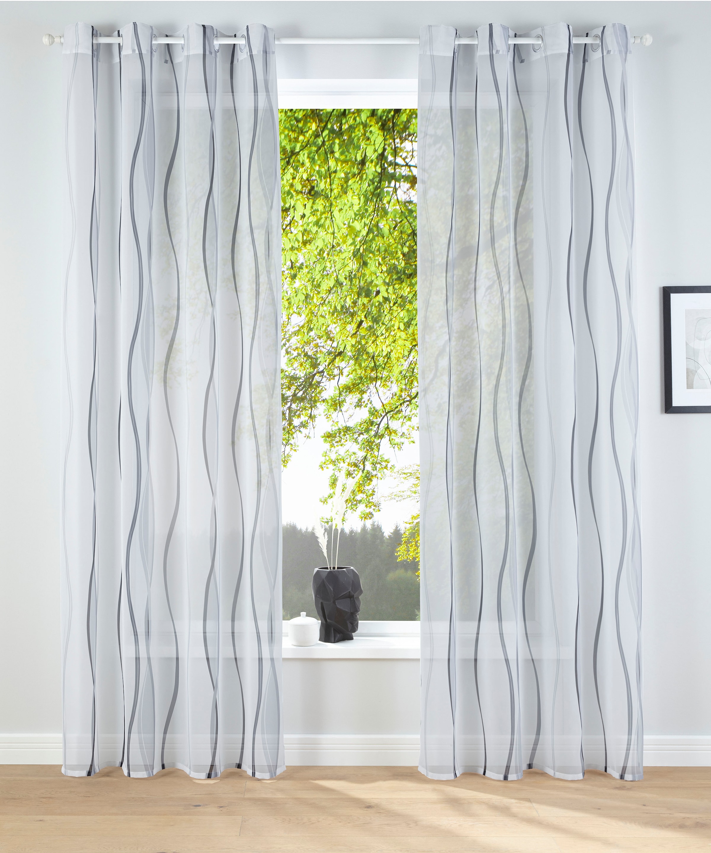 my home Gardine »Dimona«, (2 St.), 2-er Set, transparent, Voile, Polyester, Wellen