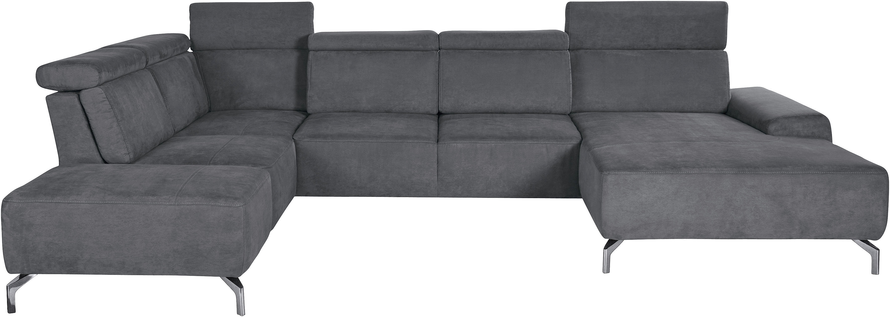 sit&more Wohnlandschaft "Gizeh U-Form" 15 cm Fusshöhe, inklusive Sitztiefenverstellung und Kopfteilverstellung