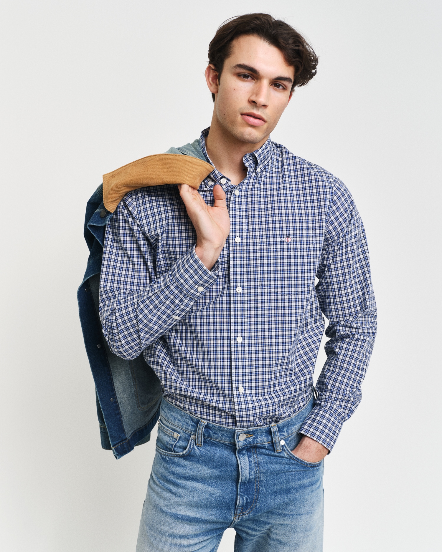 Gant Langarmhemd »REG POPLIN SMALL CHECK SHIRT«, Regular Fit Popeline Hemd mit kleinem Karomuster