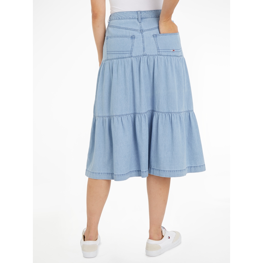 Tommy Jeans Jeansrock »TJW CHAMBRAY TIERED MIDI SKIRT«