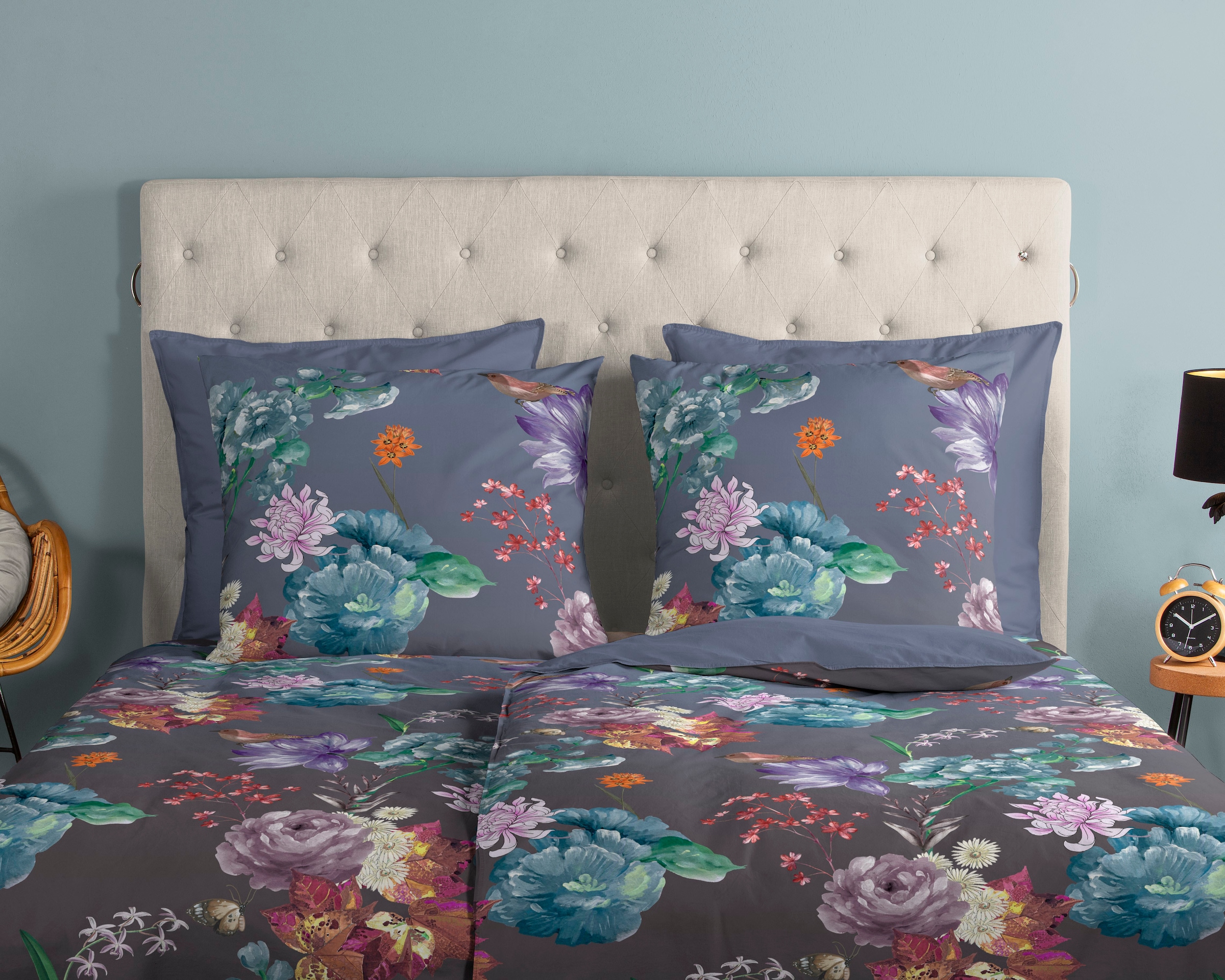 good morning Wendebettwäsche »Quinn1«, Baumwolle, 135x200, 2 Teilig, Reissverschluss, Wendeoptik, Blumen