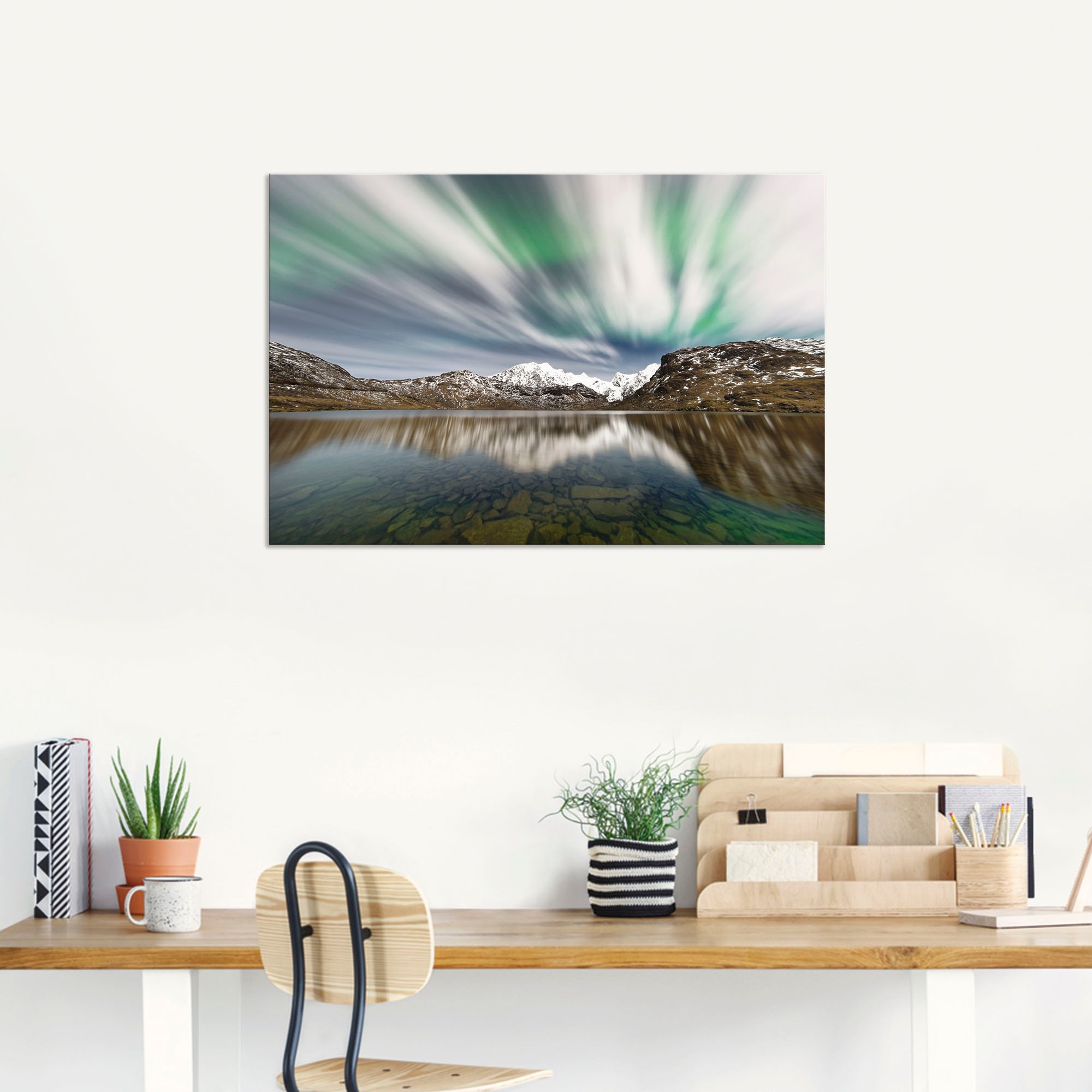 Artland Wandbild »Polarlicht über einer Bergkette«, Berge & Alpenbilder, (1 St.), als Alubild, Leinwandbild, Wandaufkleber oder Poster in versch. Grössen