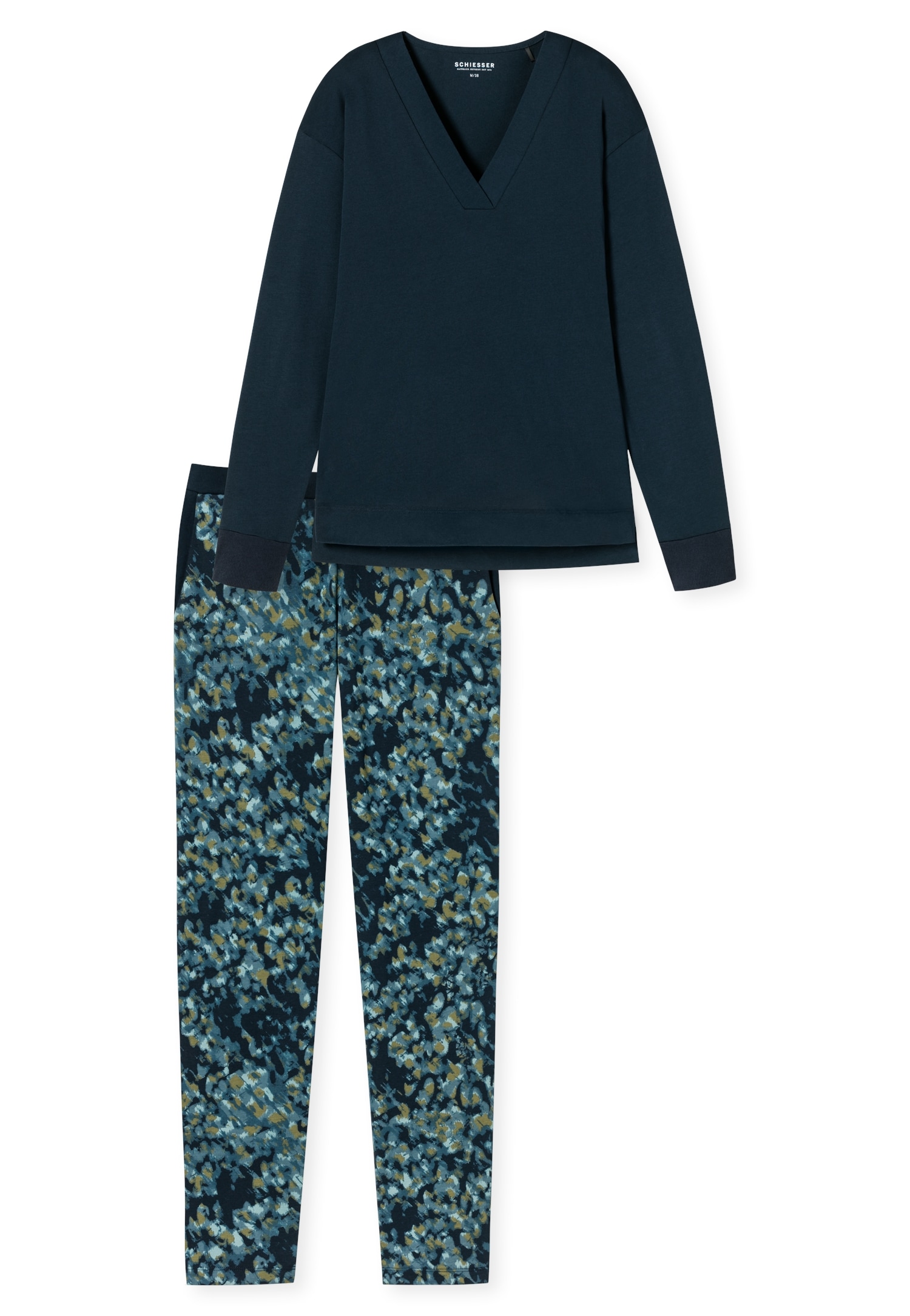 Schiesser Schlafanzug »"Modern Nightwear"«, (Set, 2 tlg.), Hose mit floralem Print