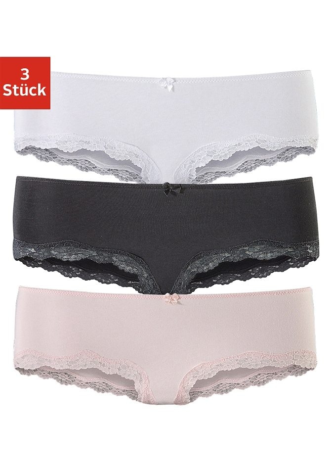 3 elastischer Schweiz bei Spitze mit online shoppen Jelmoli-Versand Panty, St.), aus Baumwolle (Packung, LASCANA zarter