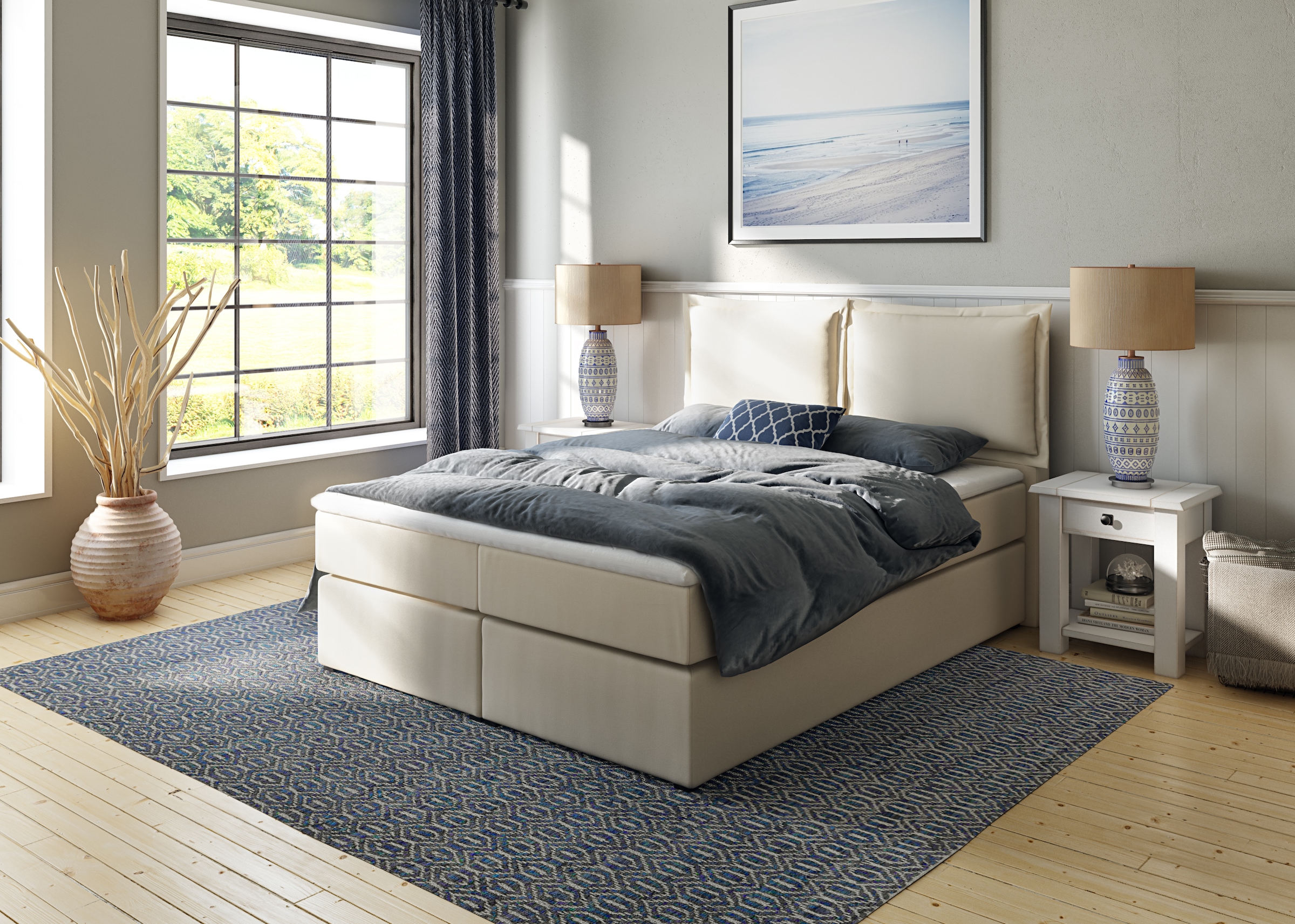 Home affaire Boxspringbett "Lysann" 5fach verstellbares Kopfteil, in 4 Breiten, 3 Matratzenarten